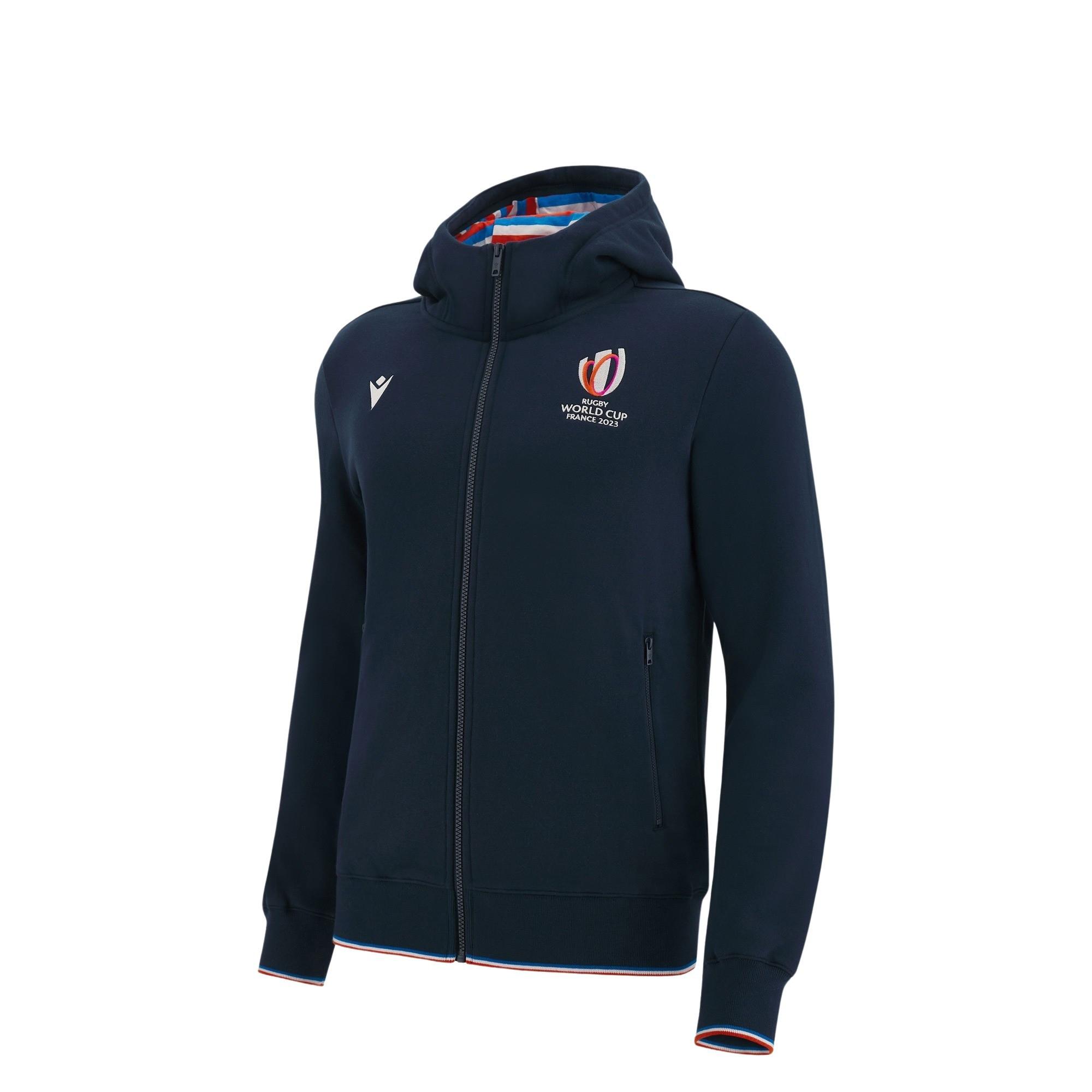 macron sweatshirt kapuzenpullover mit reißverschluss kind rwc frankreich 2023