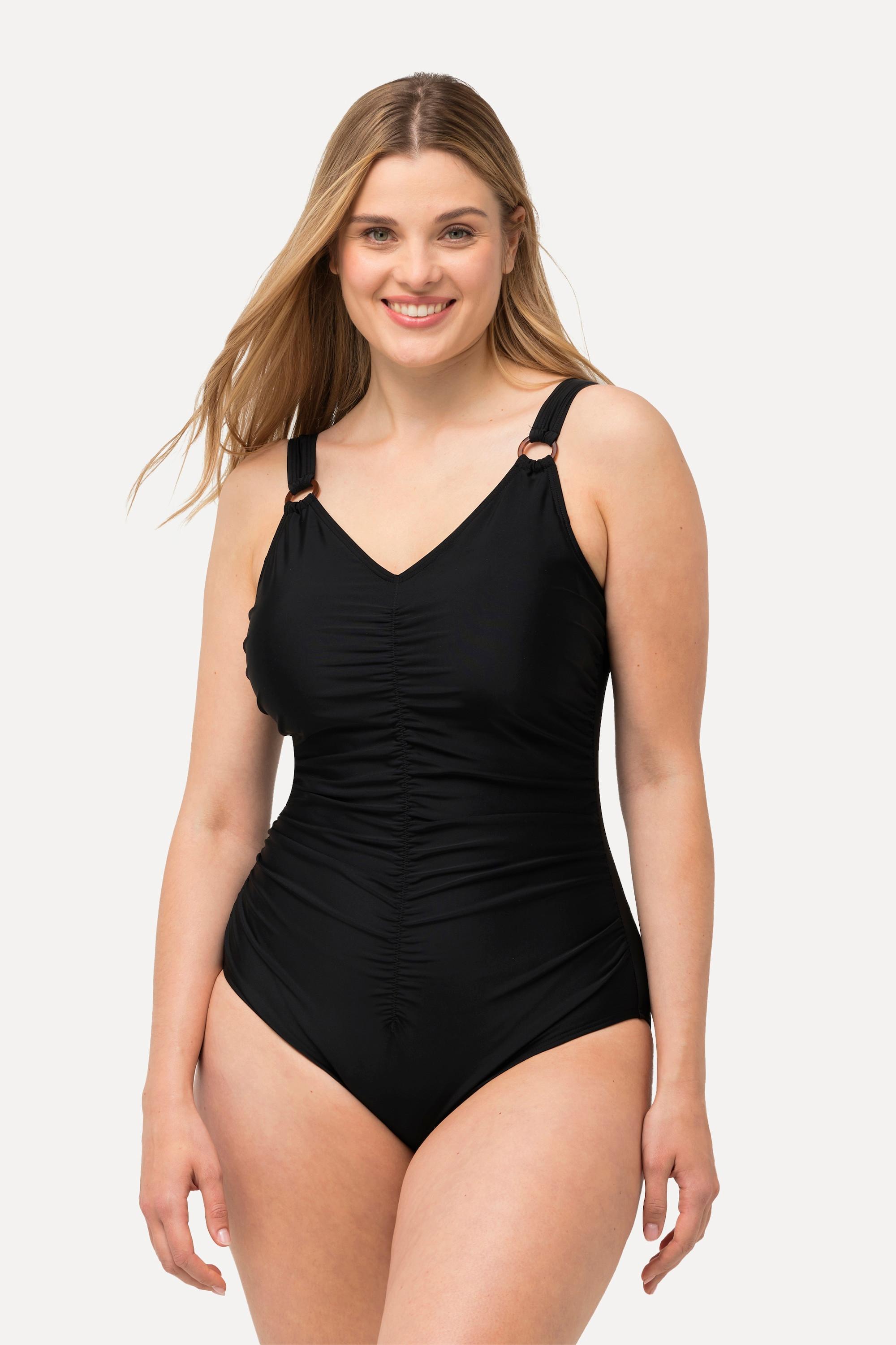 Ulla Popken Badeanzug, Kakteen, Softcups, Zierringe, recycelt