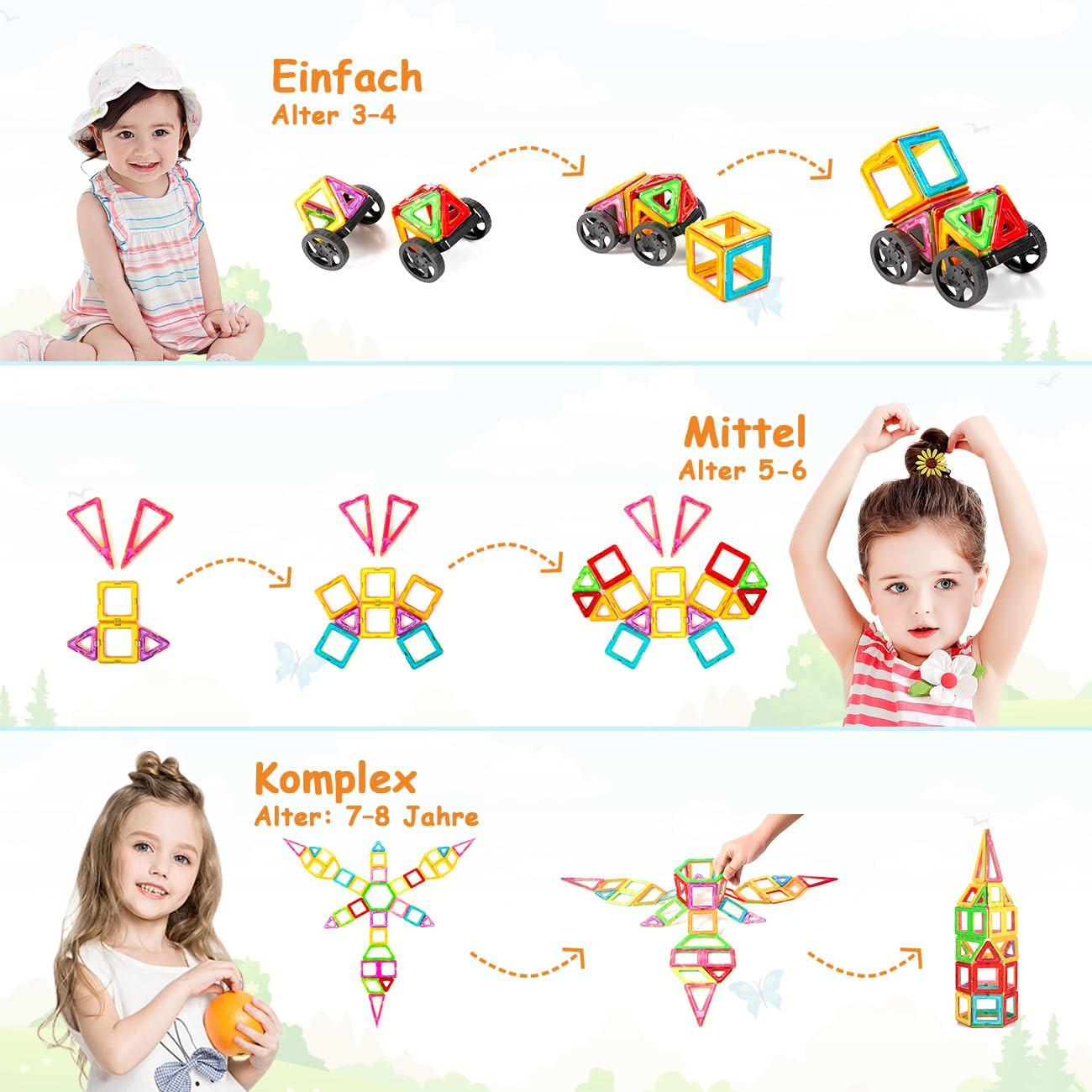 Activity-board Magnetische Bauklötze 60 Stück, magnetisches Spielzeug Magnete für Geschenk