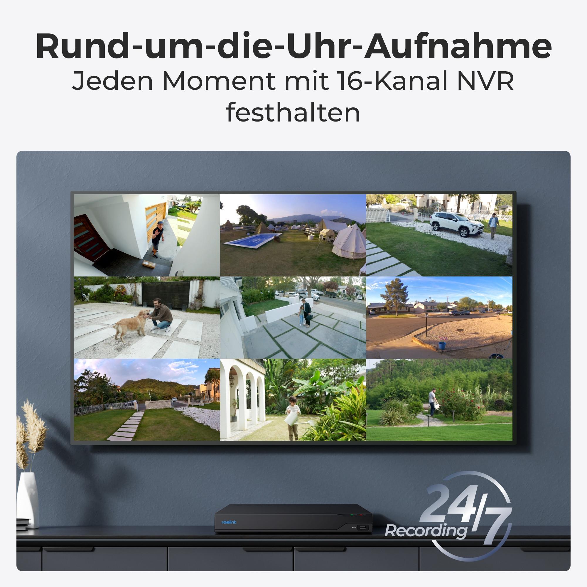 Reolink NVS16-8MB8 4K PoE System mit 8 Kameras