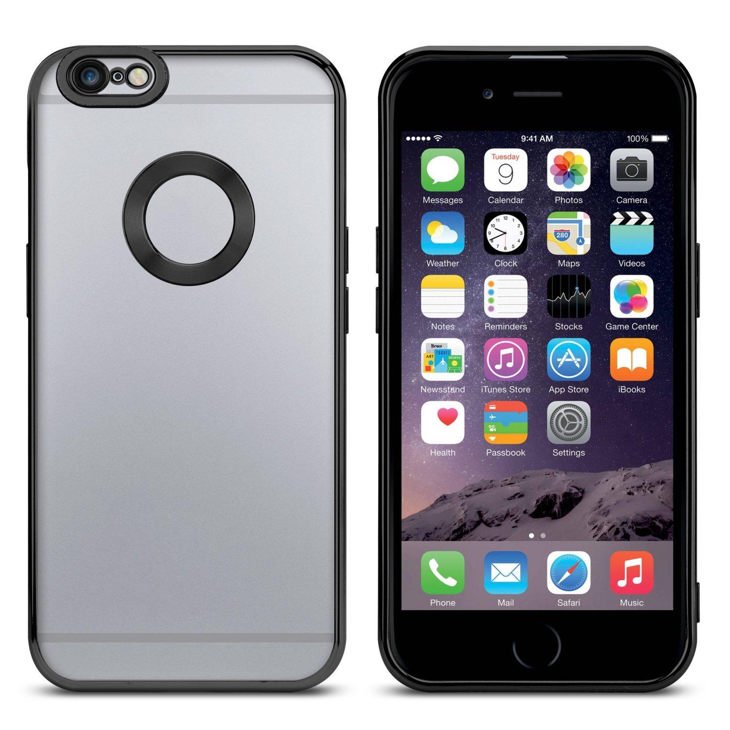 Cadorabo Hülle für Apple iPhone 6 PLUS 6S PLUS mit Chrome Applikation