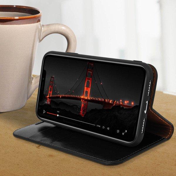 Avizar Cover Echtleder Apple iPhone XR Schwarz