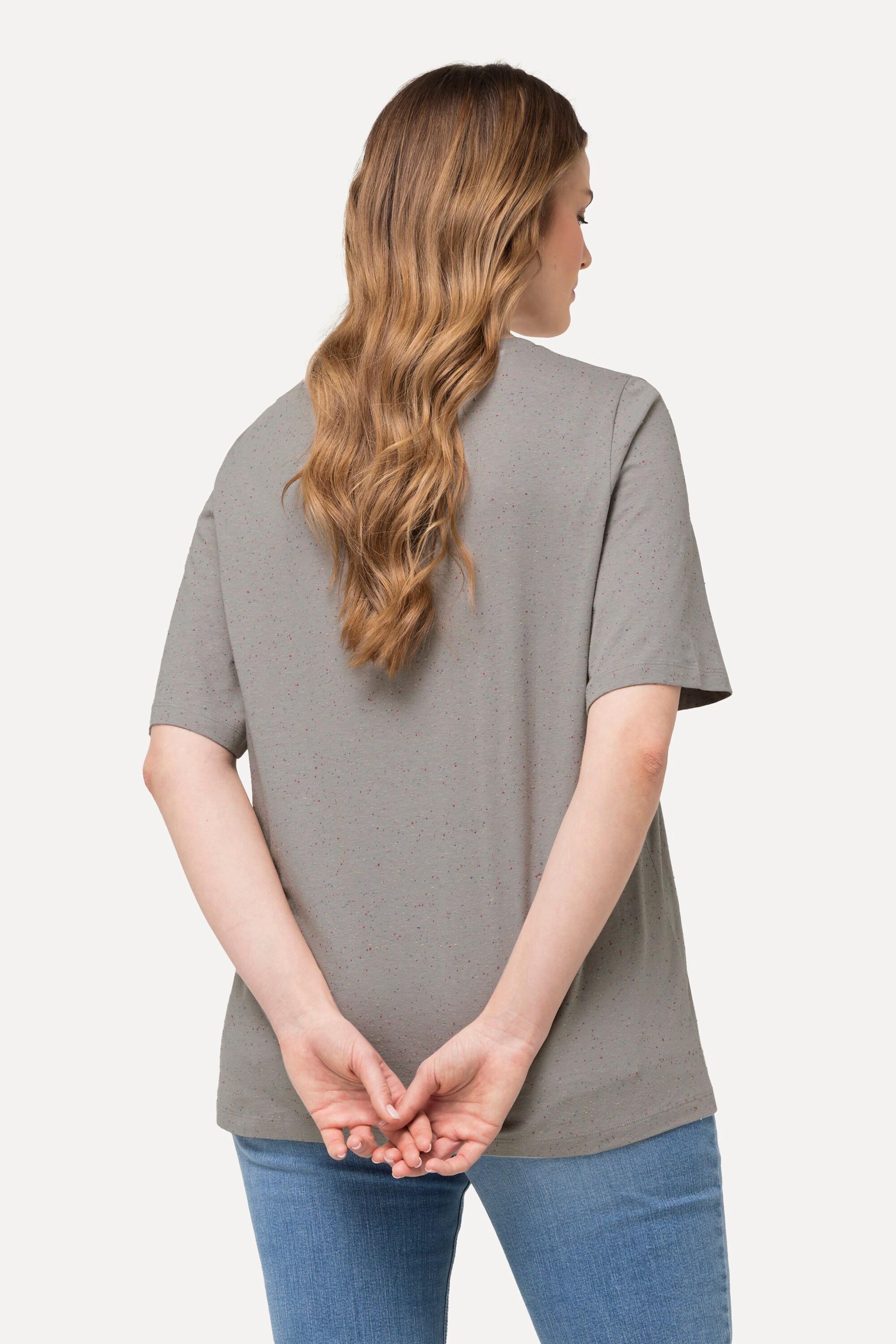 Ulla Popken T-Shirt Noppen V-Ausschnitt Halbarm