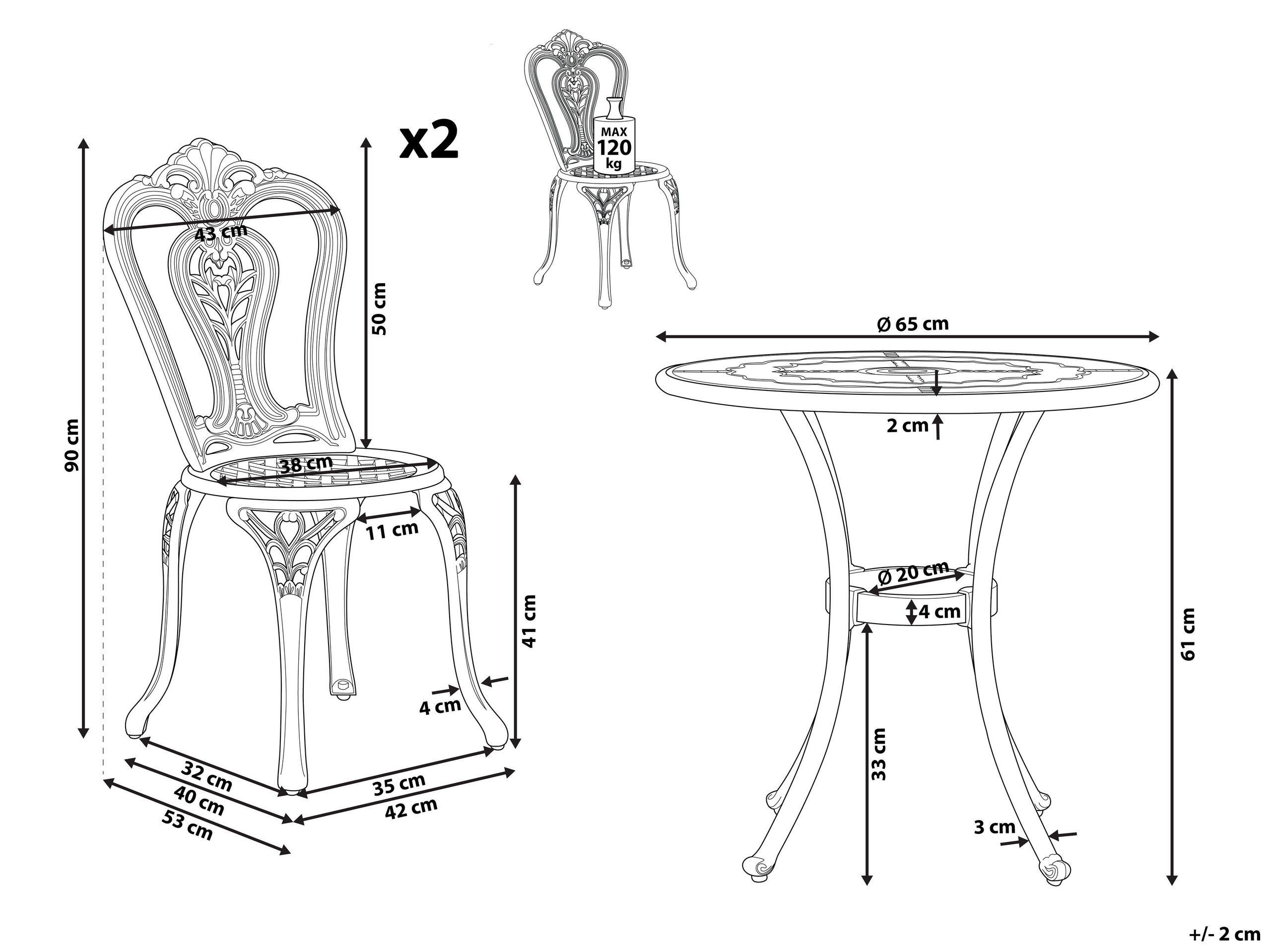 Beliani Bistro Set aus Aluminium Retro BOVINO
