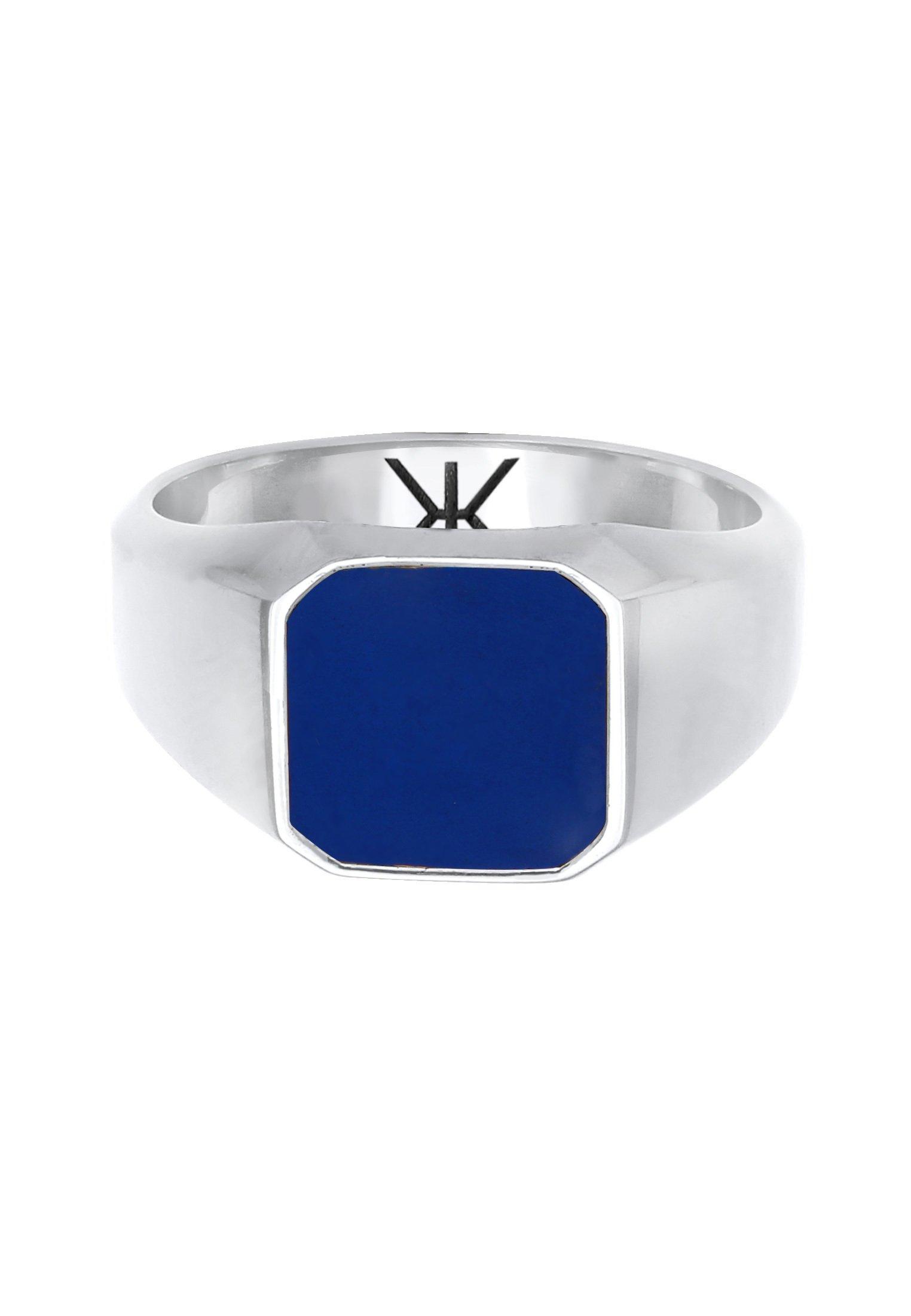 Kuzzoi Ring Siegelring Emaille Blau Basic 925 Silber