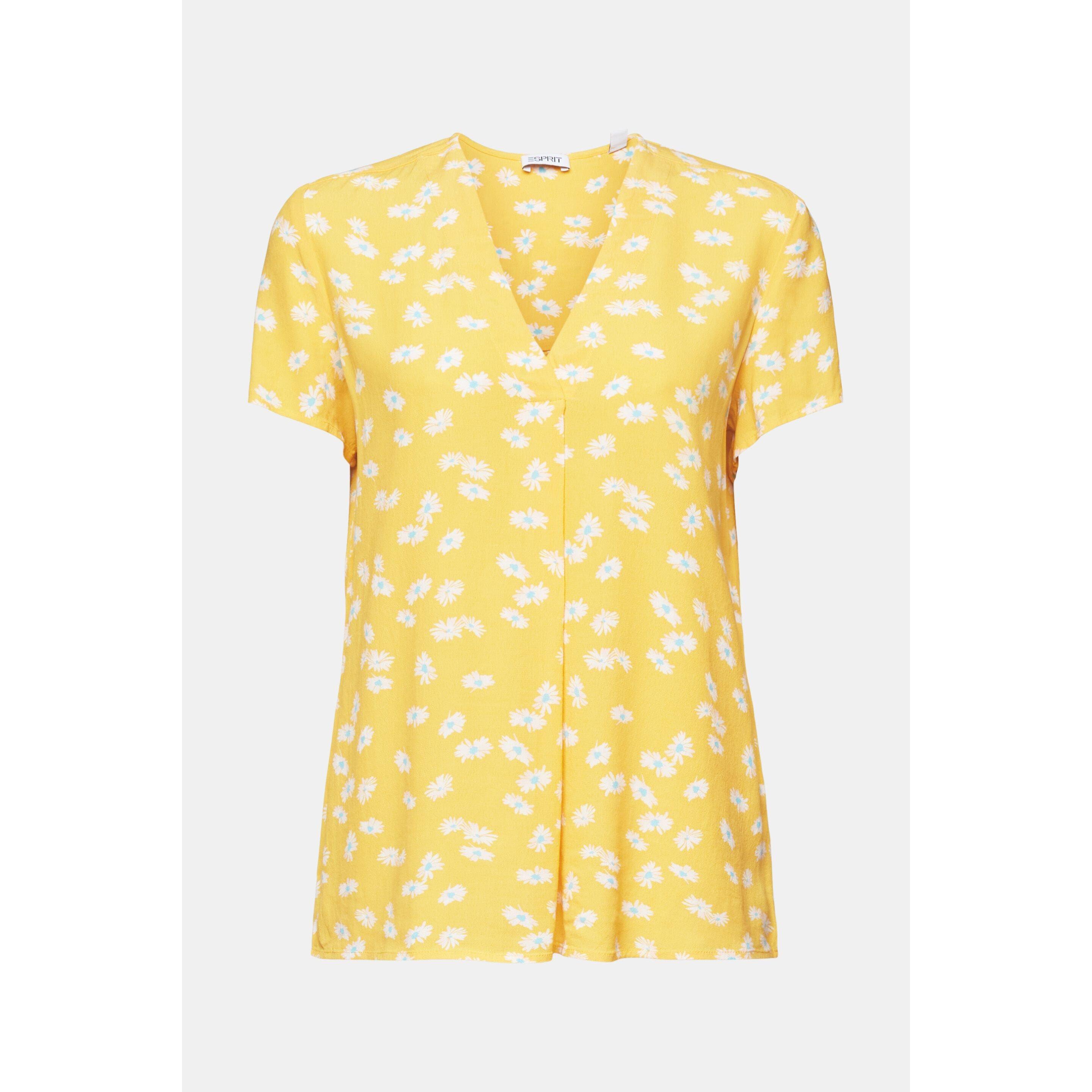 ESPRIT Allover Print V-Ausschnitt Kurzarm Bluse
