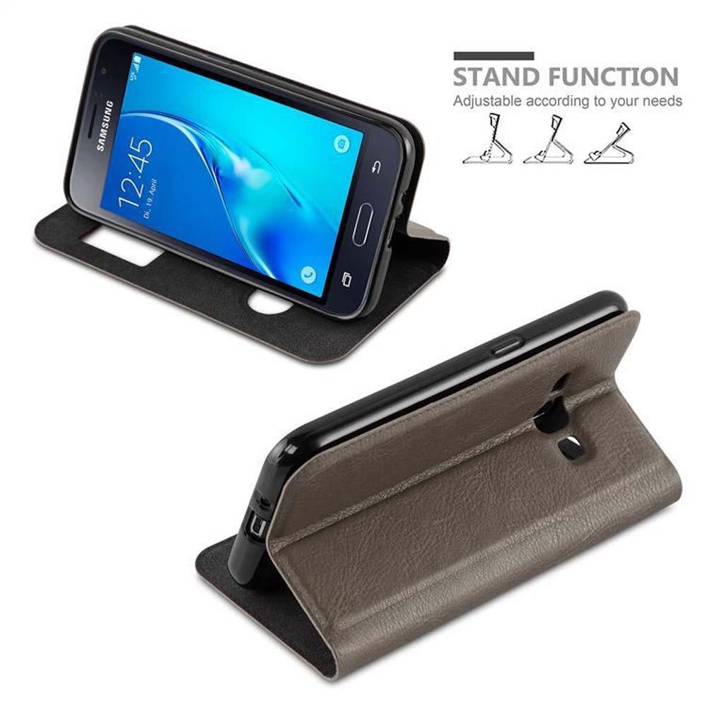 Cadorabo Hülle für Samsung Galaxy J1 2016 Magnetverschluss, 2 Sichtfenstern