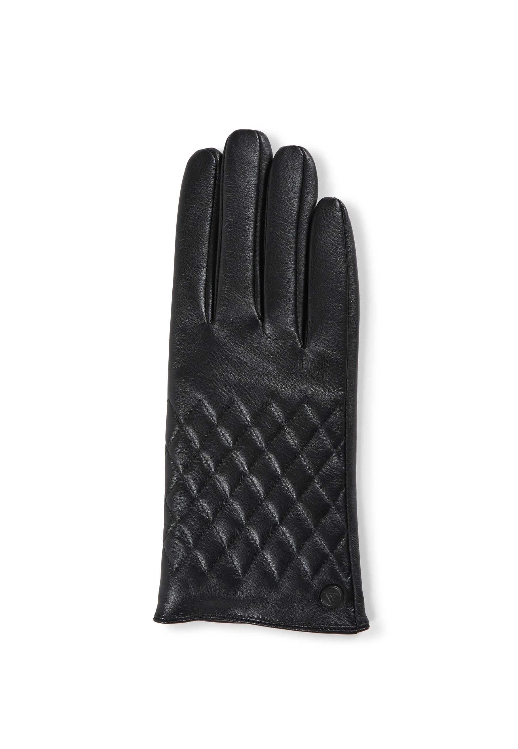 CASH-MERE.CH Lederhandschuhe mit caro style und Touchscreen tauglich