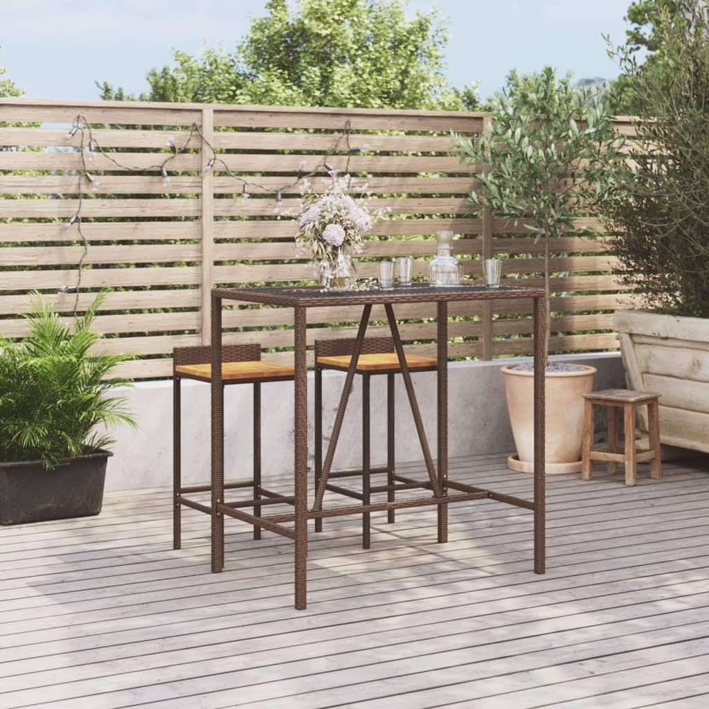 VidaXL Bartisch mit glasplatte poly-rattan