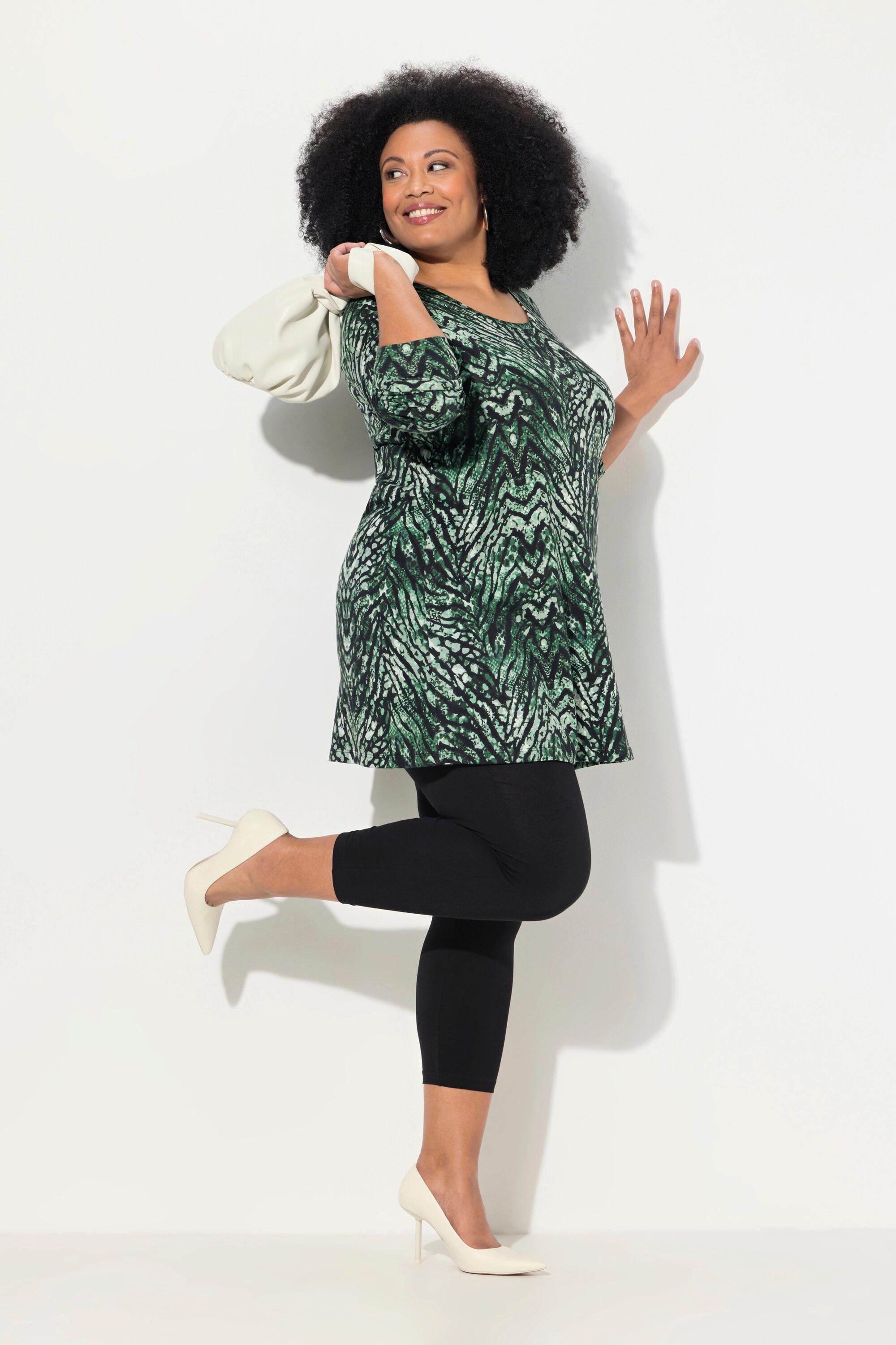 Ulla Popken Langarm A-Linie Rundhals Schlangenmuster Longshirt