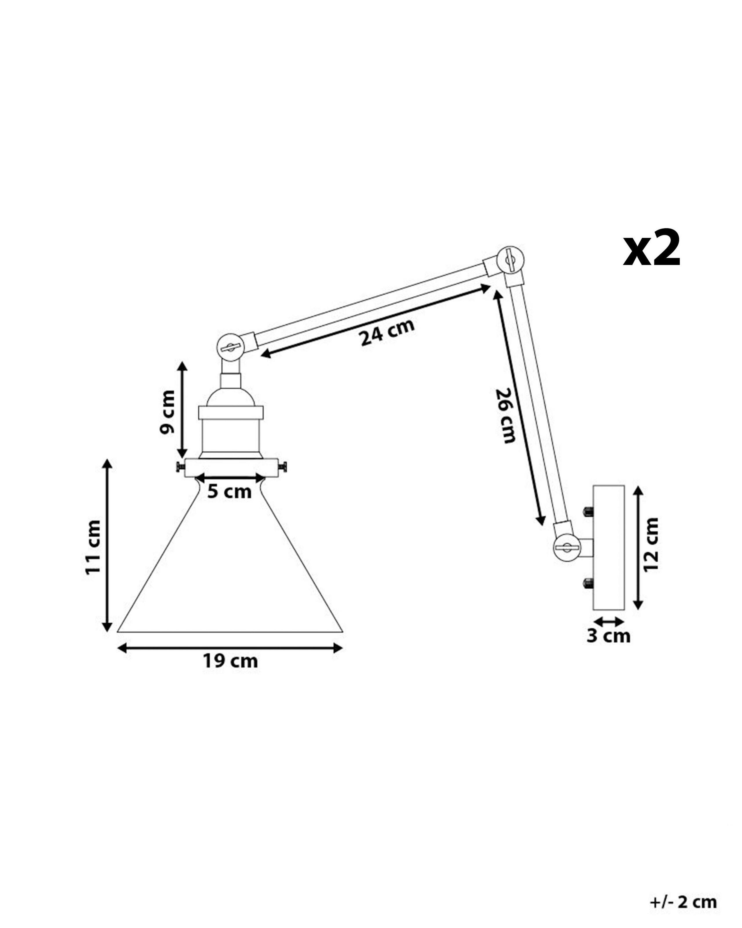 Beliani Wandlampe 2er Set aus Eisen Industriell NARVA