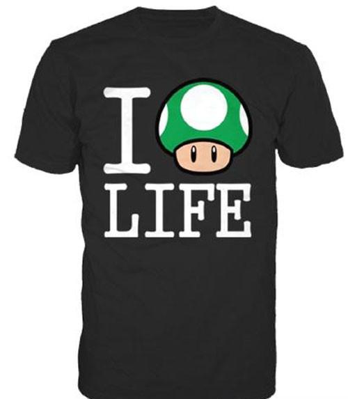 Bioworld I Love Life Super Mario Grafikdruck T-Shirt
