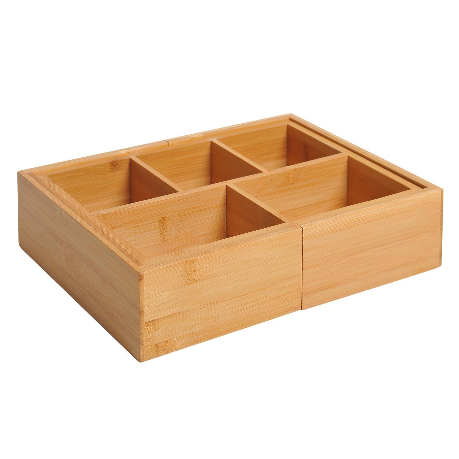 Northio Aufbewahrungsbox Ordnungsbox Schubladen, Organizer Ausziehbar, Bambus, Natur, 24,6 X 17,6 X 7 Cm