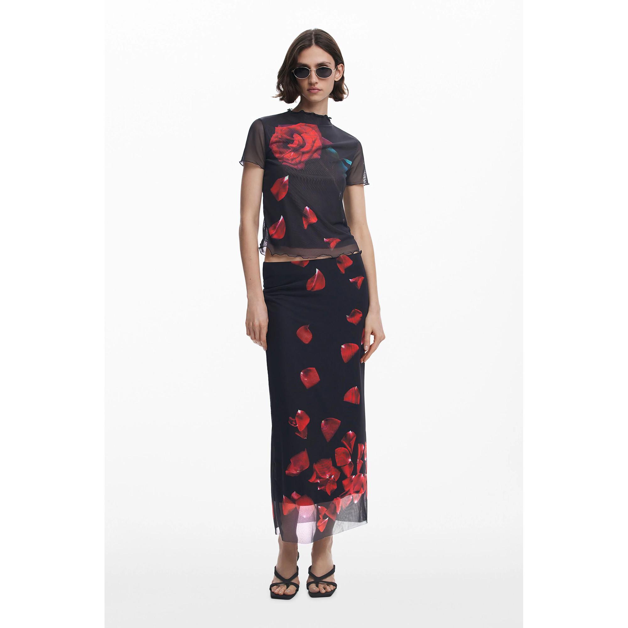 Desigual Rosen Print Kurzarm T-Shirt