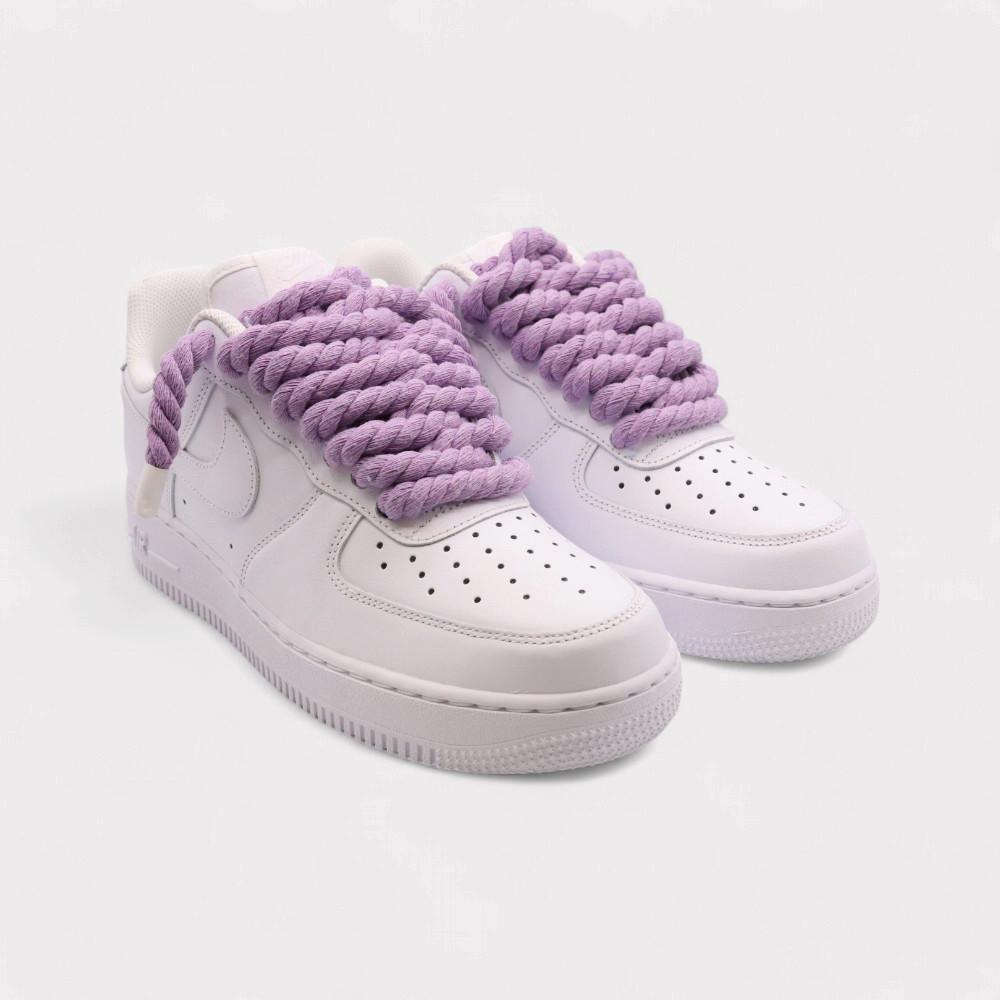 NIKE Air Force 1 White - Rope Lace Light Violet