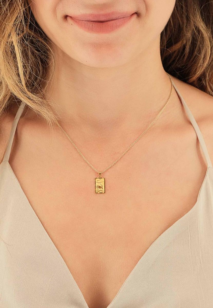 MUAU Schmuck Anhänger Sternzeichen Stier Gelbgold 750, 20x9mm