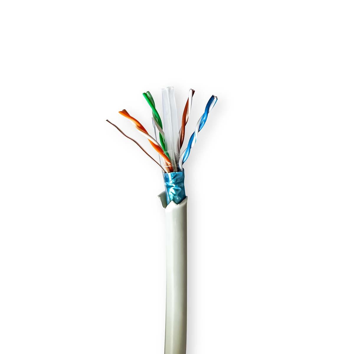 Nedis Netzwerkkabel Rolle | CAT6 | Litze | F/UTP | Stabkupfer | 100,0 m | Innenbereich | Rund | LSZH | Grau | Geschenkkarton