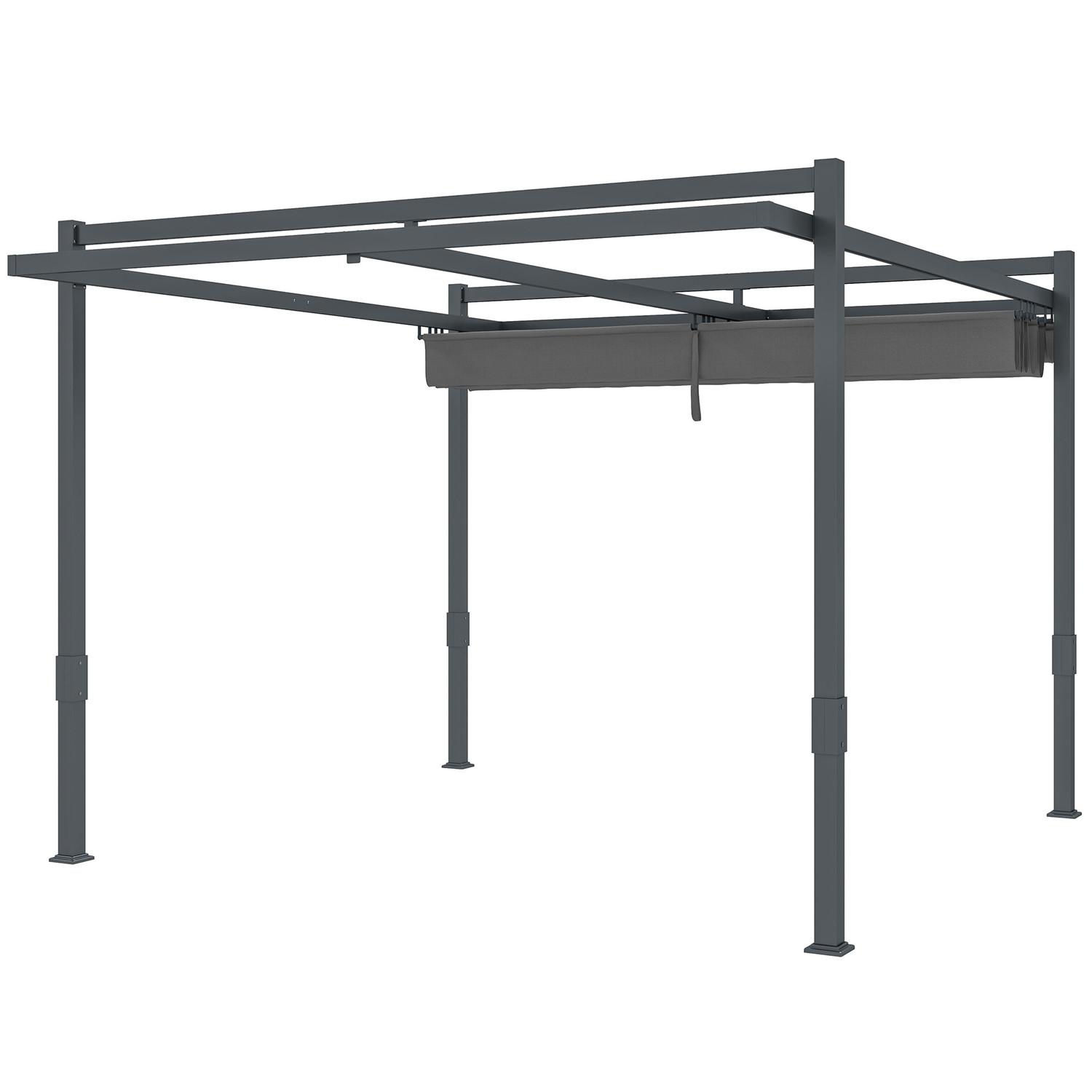 Northio Pergola Pavillon ca. 3,5x3m Aluminium Stabil winterfest Sonnenschutz mit verstellbares Schiebedach freistehend Gartenpavillon Terrassenüberdachung Überdachung für Garten Balkon Grau Aosom