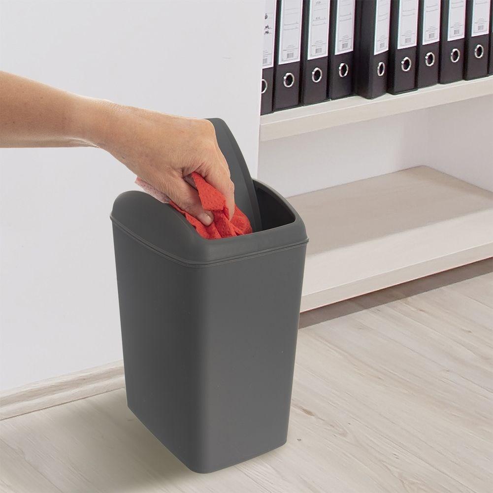 Orion Mülleimer 5L, dunkelgrauer Kunststoff, Klappdeckel