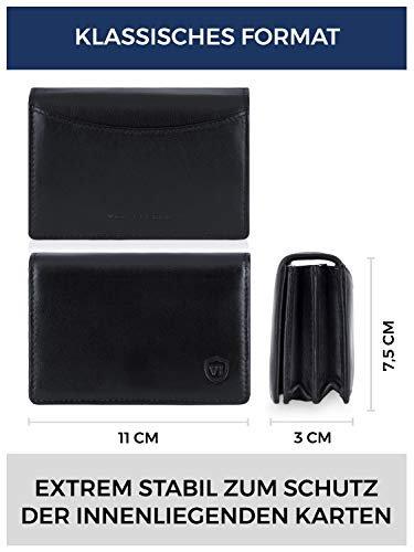 Only-bags.store Visitenkartenetui Leder mit RFID-Schutz - Platz für 50 Visitenkarten - 6 Fächer -