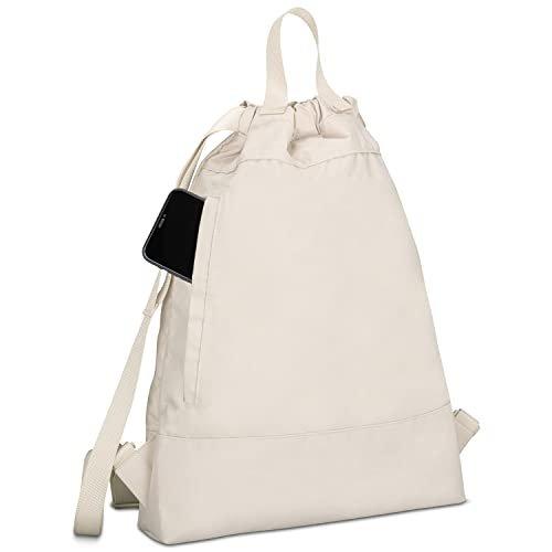 Only-bags.store Turnbeutel Beige - No 7 - Rucksack für Sport und Festival - Beutel Rucksack Klein mit Innentasche -