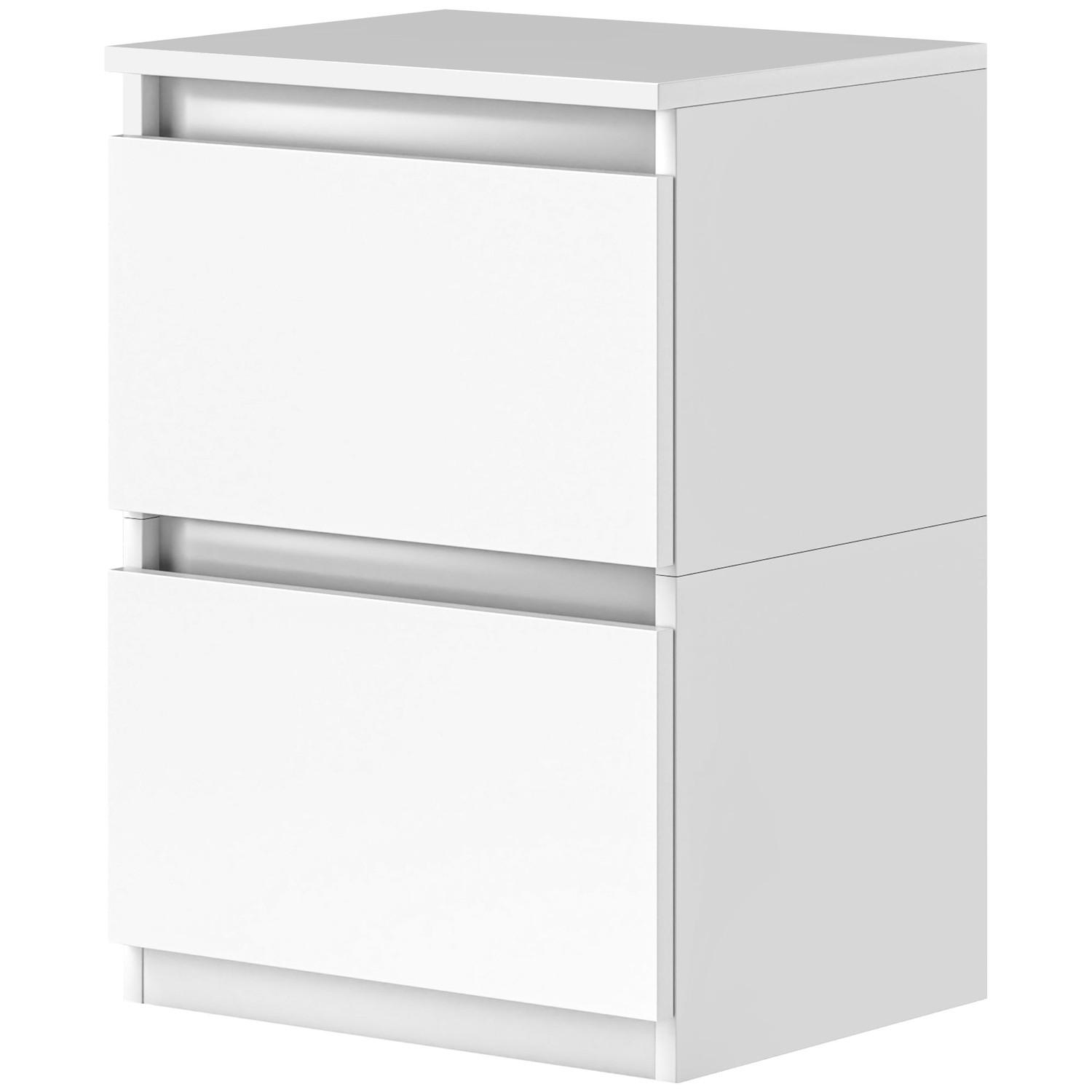 Northio Nachttisch mit 2 Schubladen, Beistelltisch, Nachtschrank mit Stauraum, Nachtkommode für Schlafzimmer, Wohnzimmer, ca. 40 x 32 x 56 cm, Weiß