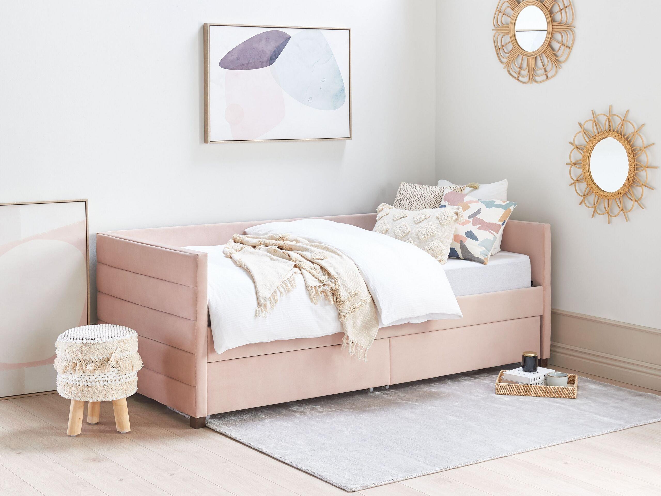 Beliani Bett mit Bettkasten aus Samtstoff Glamourös MARRAY