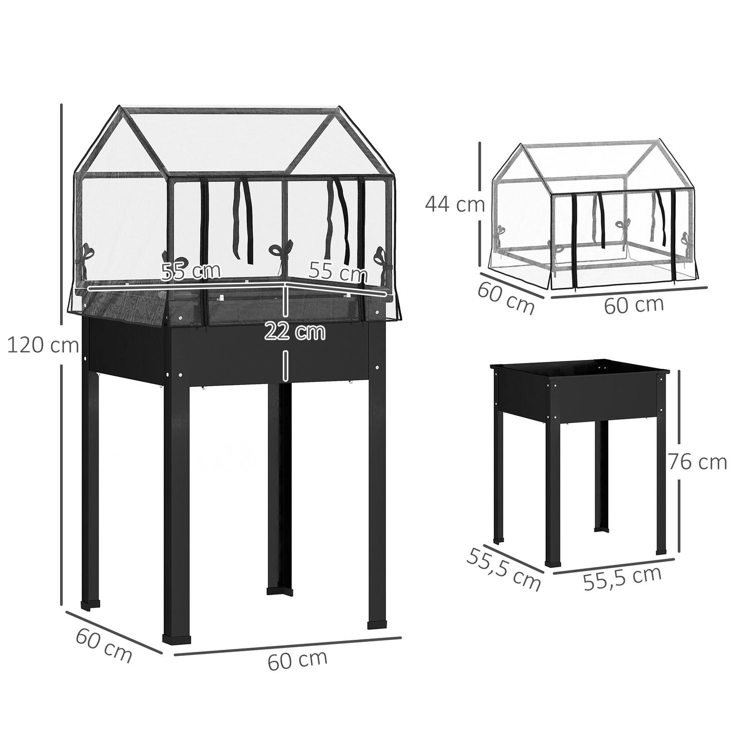 Northio Hochbeet mit Abdeckung, erhöhtes Kräuterbeet mit Ablauflöchern, Pflanzkasten aus Metall, wetterbeständig Gemüsebeet, Gartenbeet, Pflanzbeet für Garten, Balkon, 60 x 60 x 120 cm, Schwarz Aosom