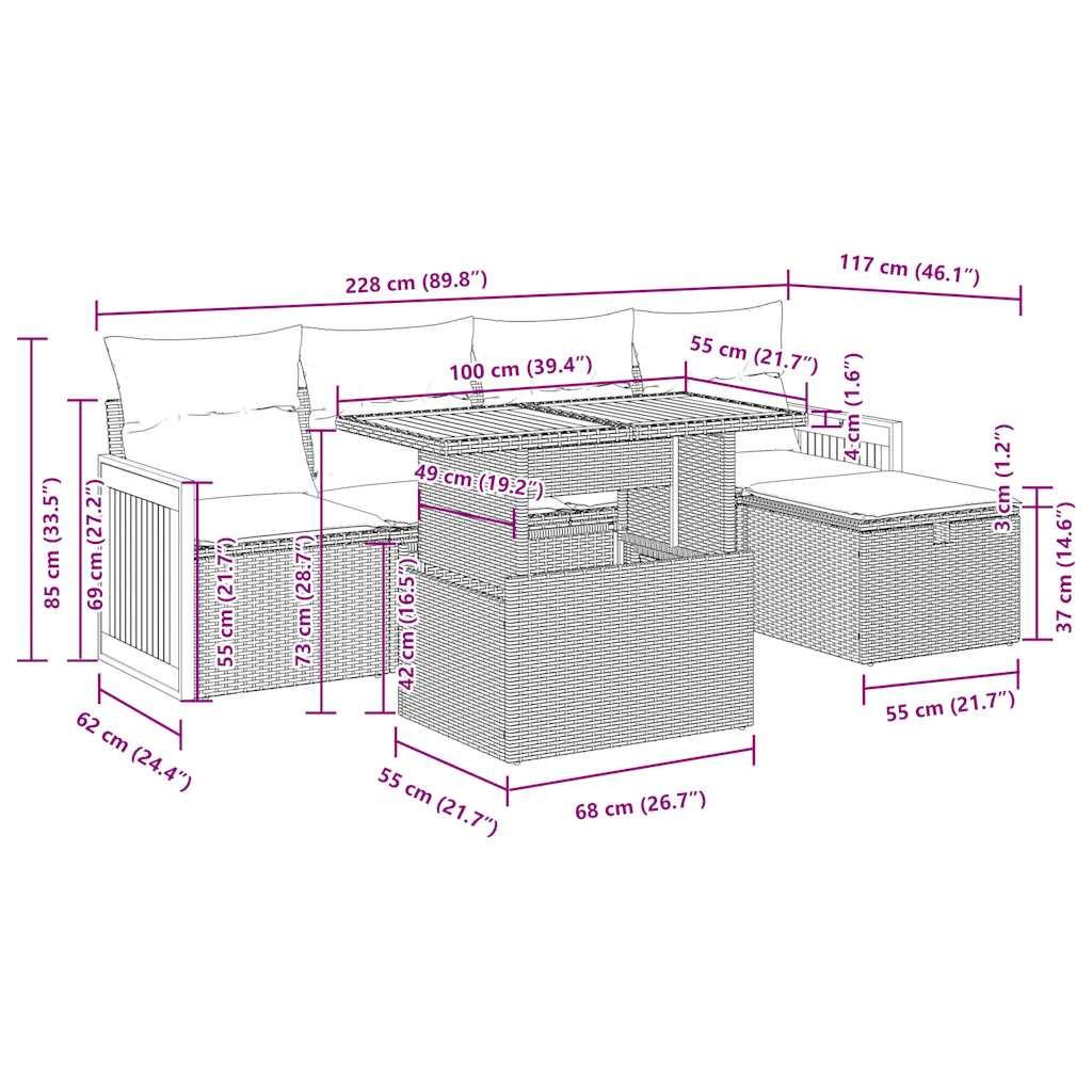 VidaXL Gartensofa set poly-rattan