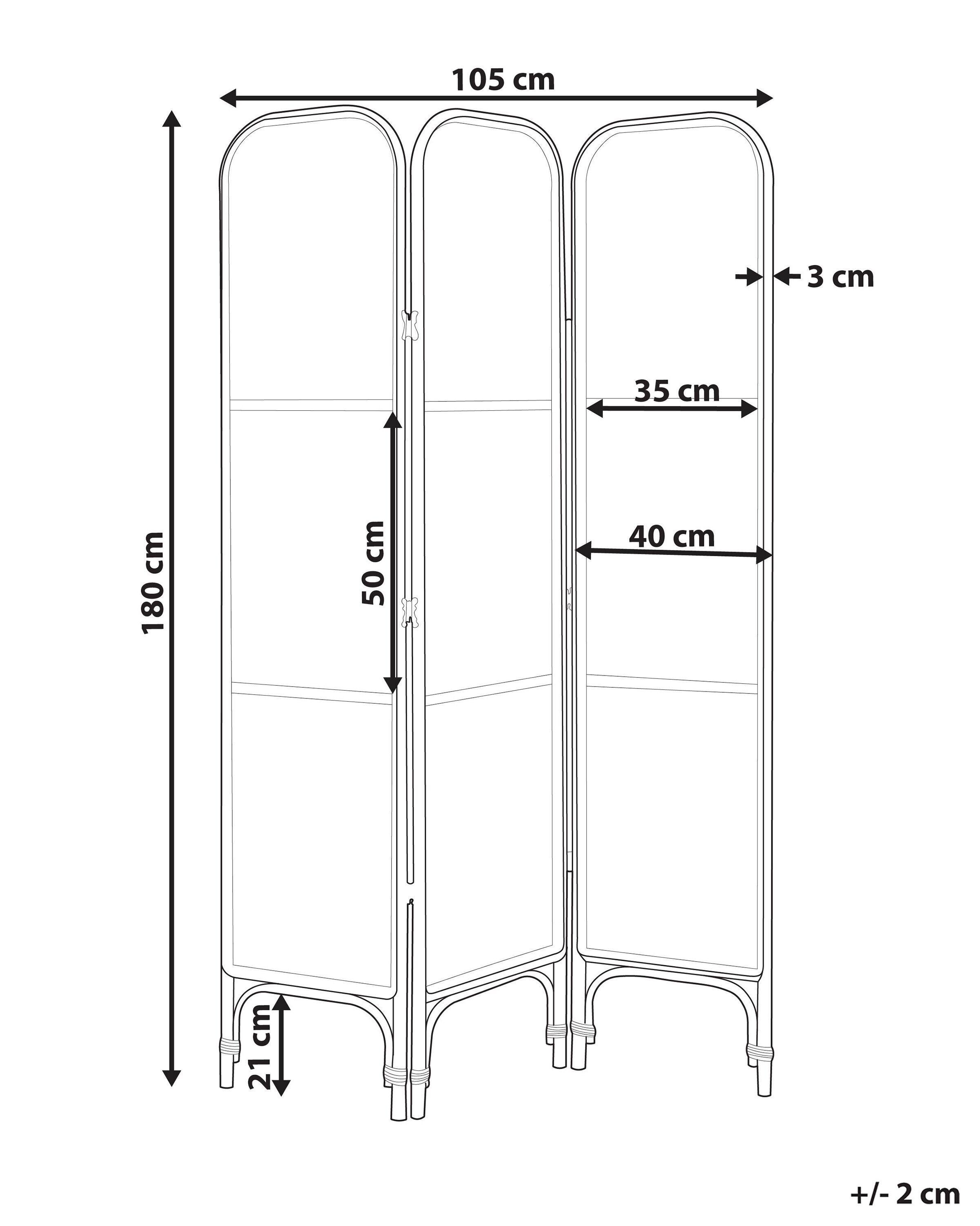 Beliani Raumteiler 3-teilig aus Rattan Boho POTENZA