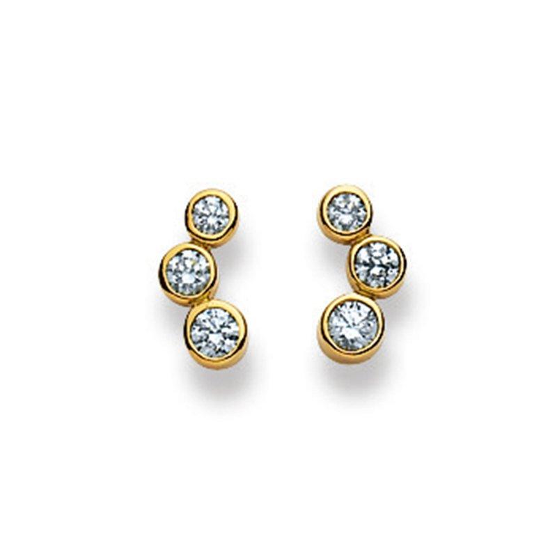 MUAU Schmuck Ohrstecker Gelbgold 750 Zirkonia 10mm