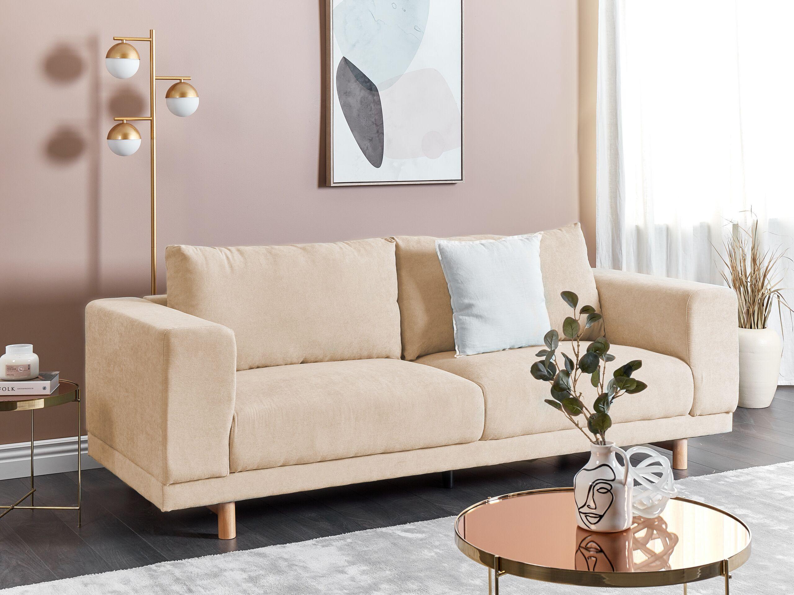Beliani 3 Sitzer Sofa aus Cord Skandinavisch NIVALA