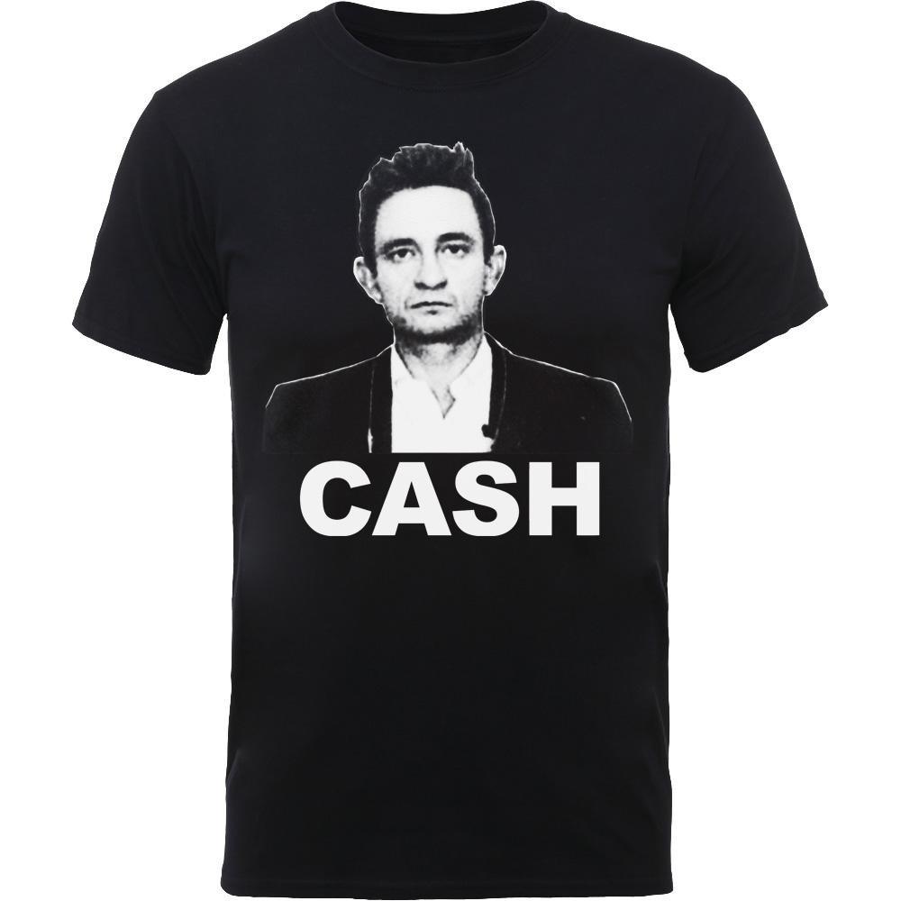 Johnny Cash Face Logo Print T-Shirt