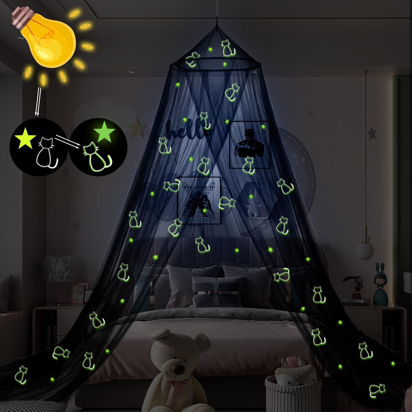 Activity-board Kinderzimmer Baldachin für Mädchen - Katzenmuster Kinderbetthimmel für Hausbett und Einzelbett