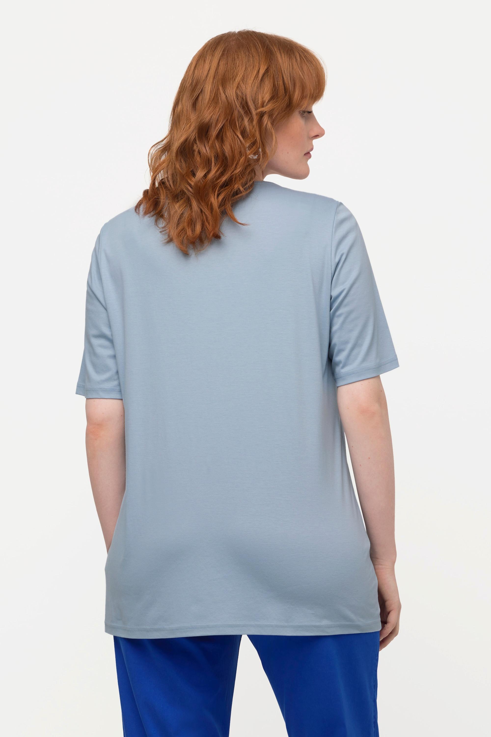 Ulla Popken Drapierung Cut-Out V-Ausschnitt Halbarm T-Shirt