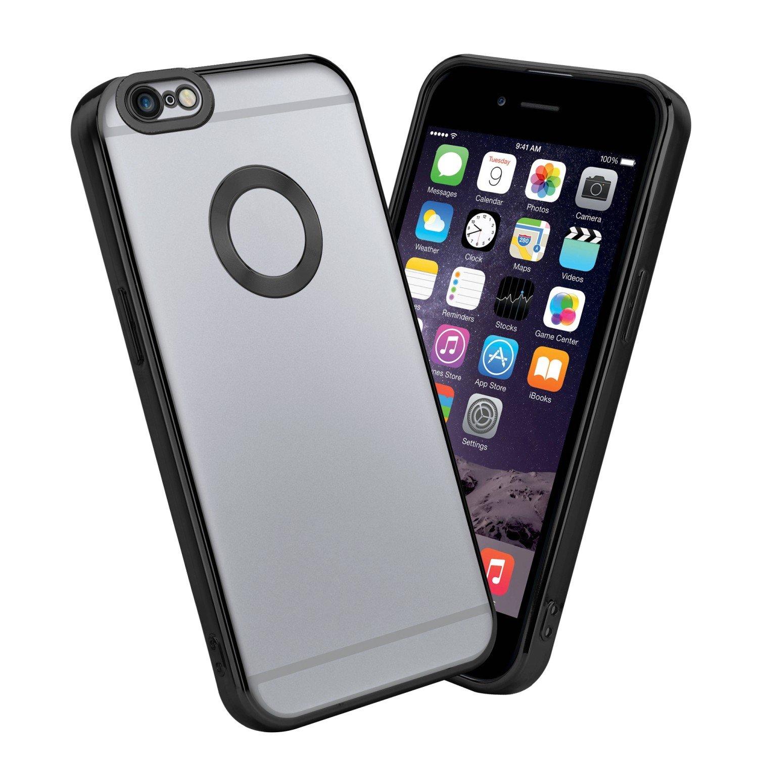 Cadorabo Hülle für Apple iPhone 6 PLUS 6S PLUS mit Chrome Applikation