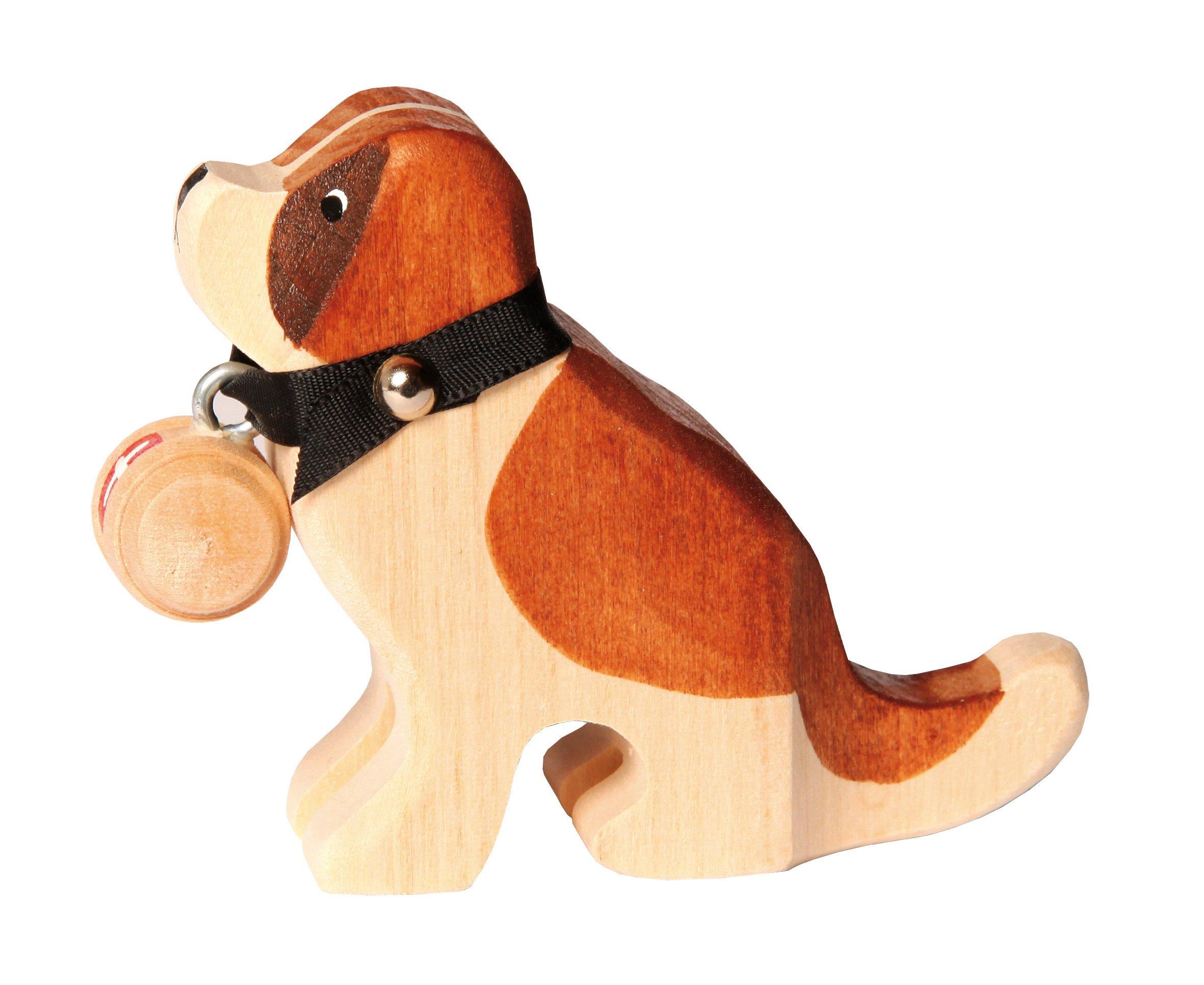 Trauffer Holztier Barry sitzend mit Fässchen