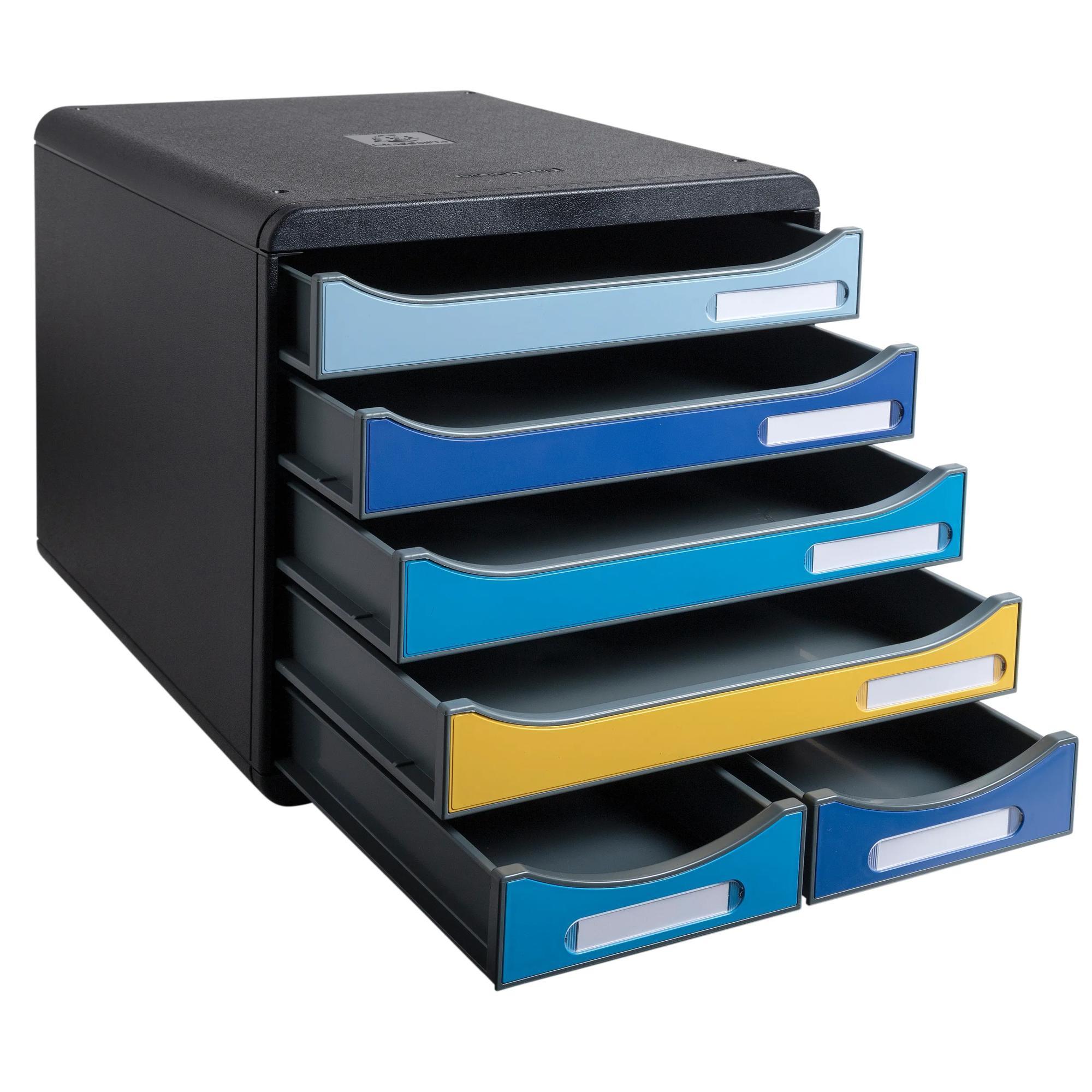 Exacompta Schubladenbox BIG BOX MAXI, 6 offene Schubladen, Bee Blue