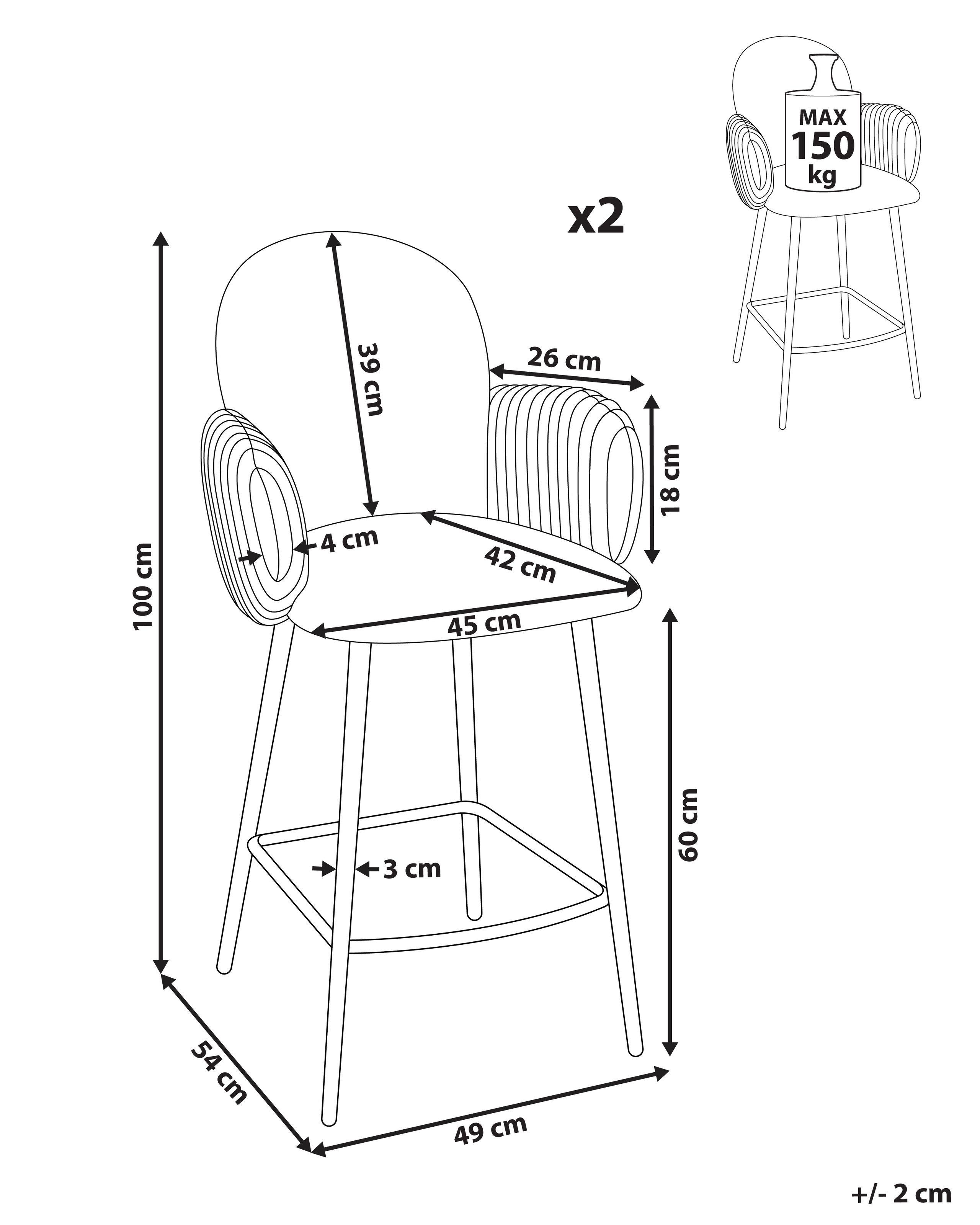 Beliani Set mit 2 Barstühlen aus Polyester Retro AMITY