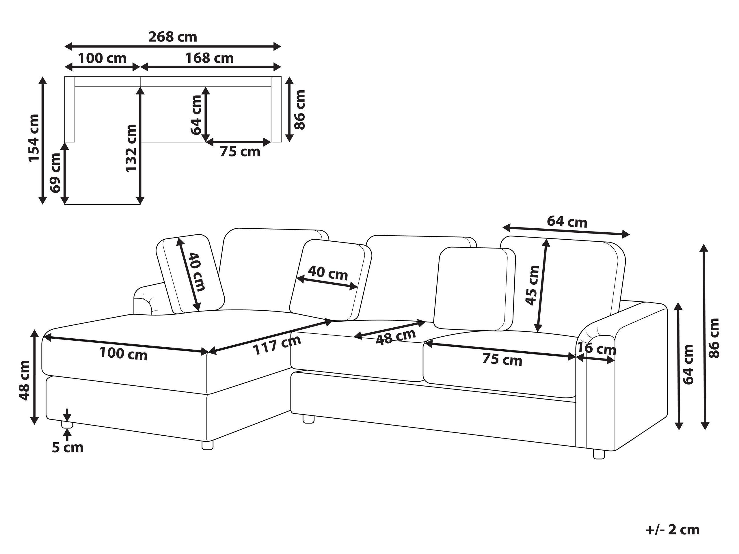 Beliani Rechtsseitiges Ecksofa aus Polyester Klassisch KOHLO