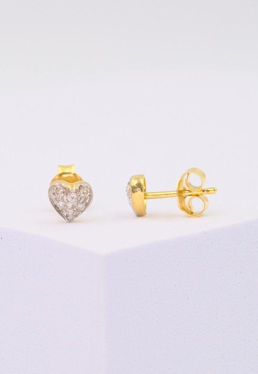 MUAU Schmuck Herzohrstecker Gelbgold 750 Brillanten 0.12ct. 6mm
