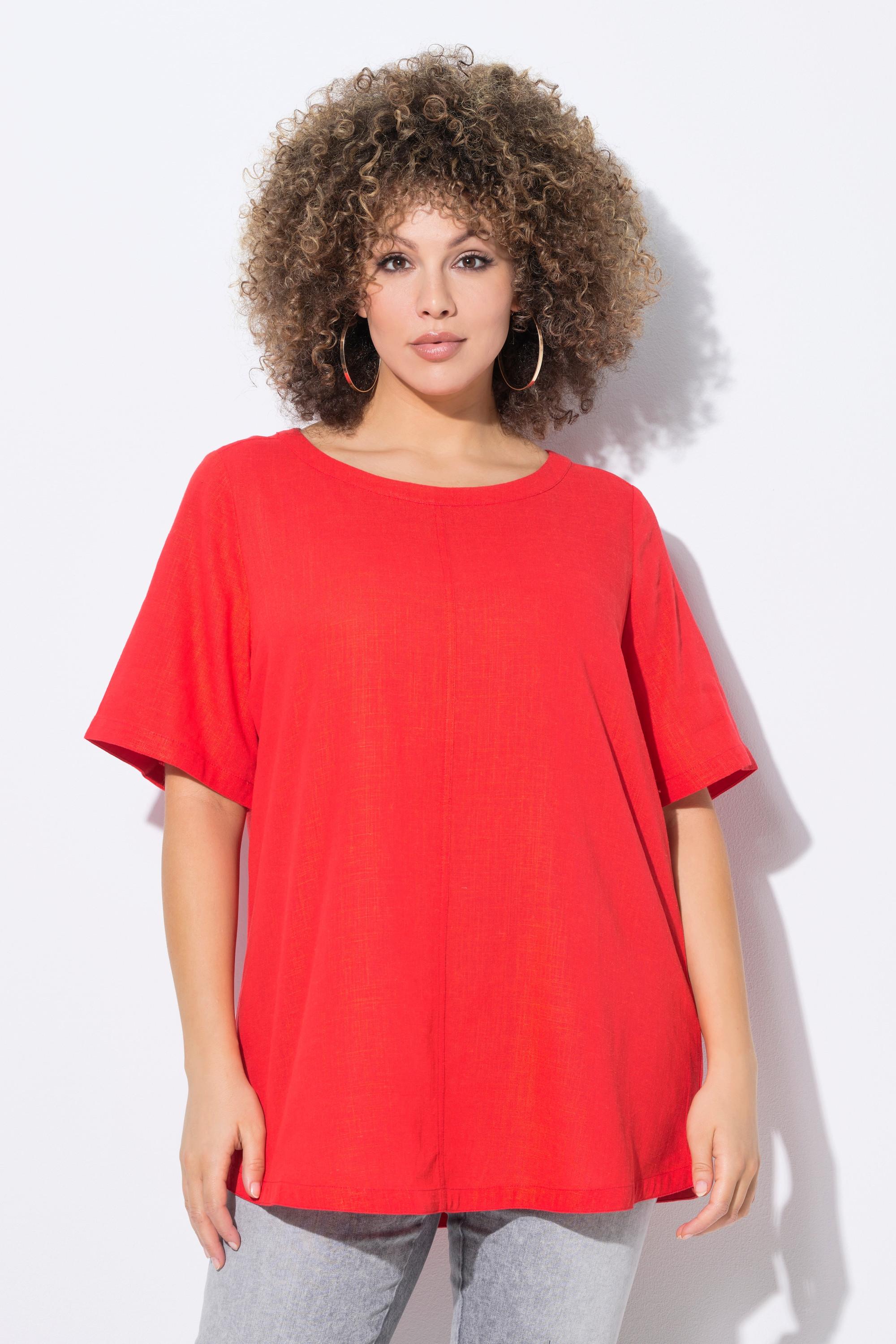 Ulla Popken A-Linie Leinenmix Halbarm Bluse
