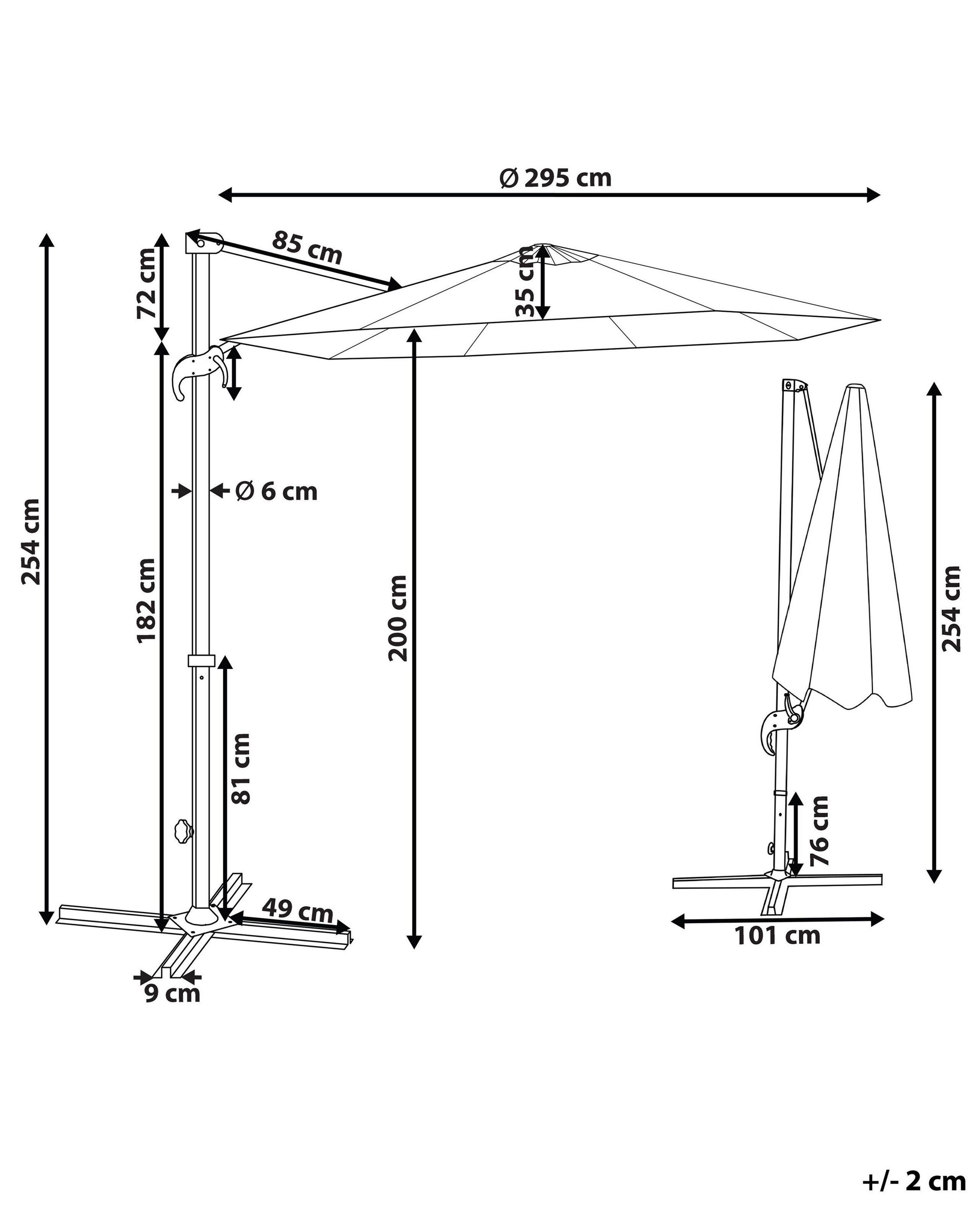 Beliani Ampelschirm aus Polyester SAVONA II