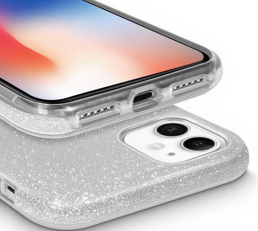 Fonex iPhone 14 Pro Max - Fonex Glitter Silikonhülle Silber