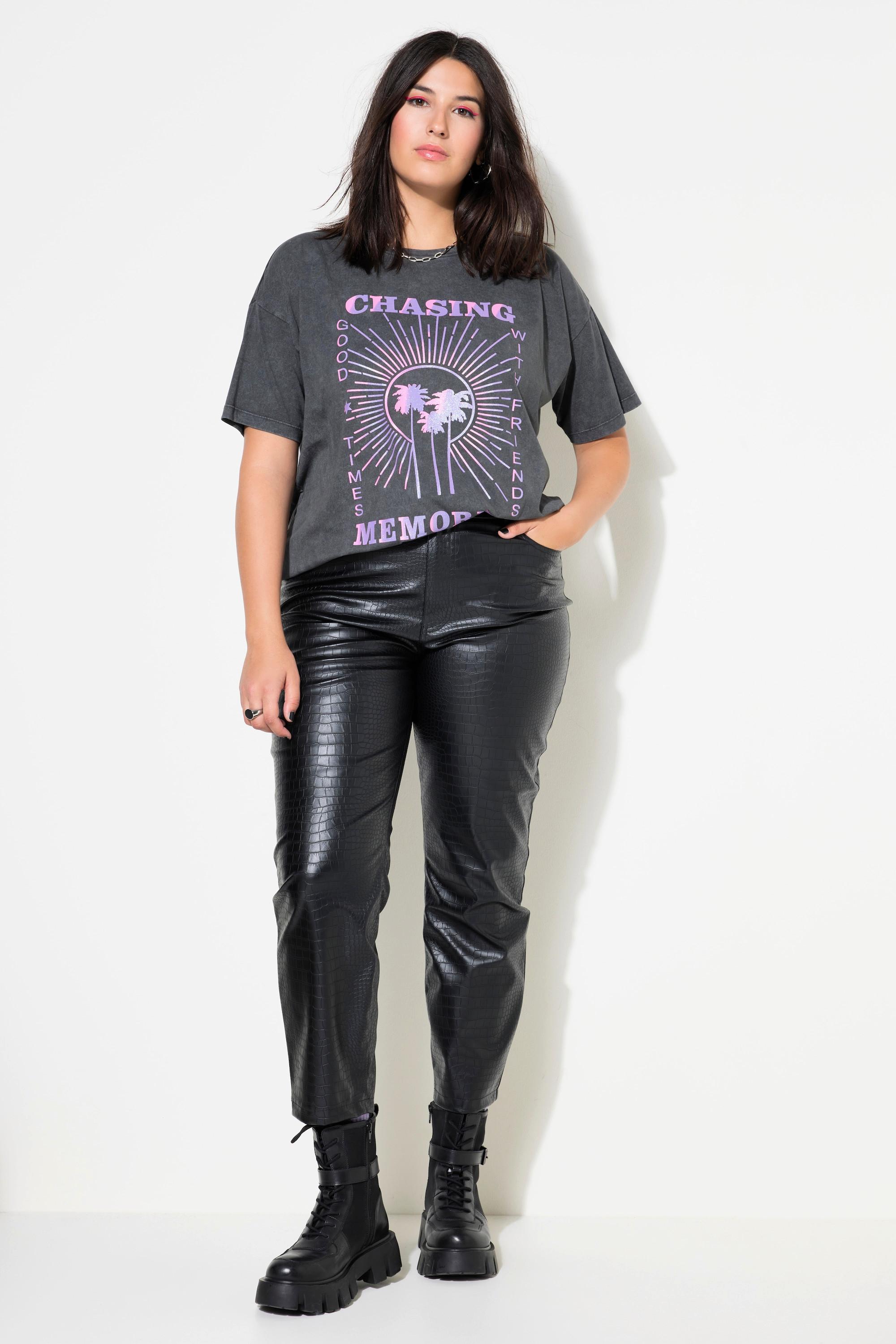 Studio Untold Hose Lederoptik Krokoprint 5-Pocket