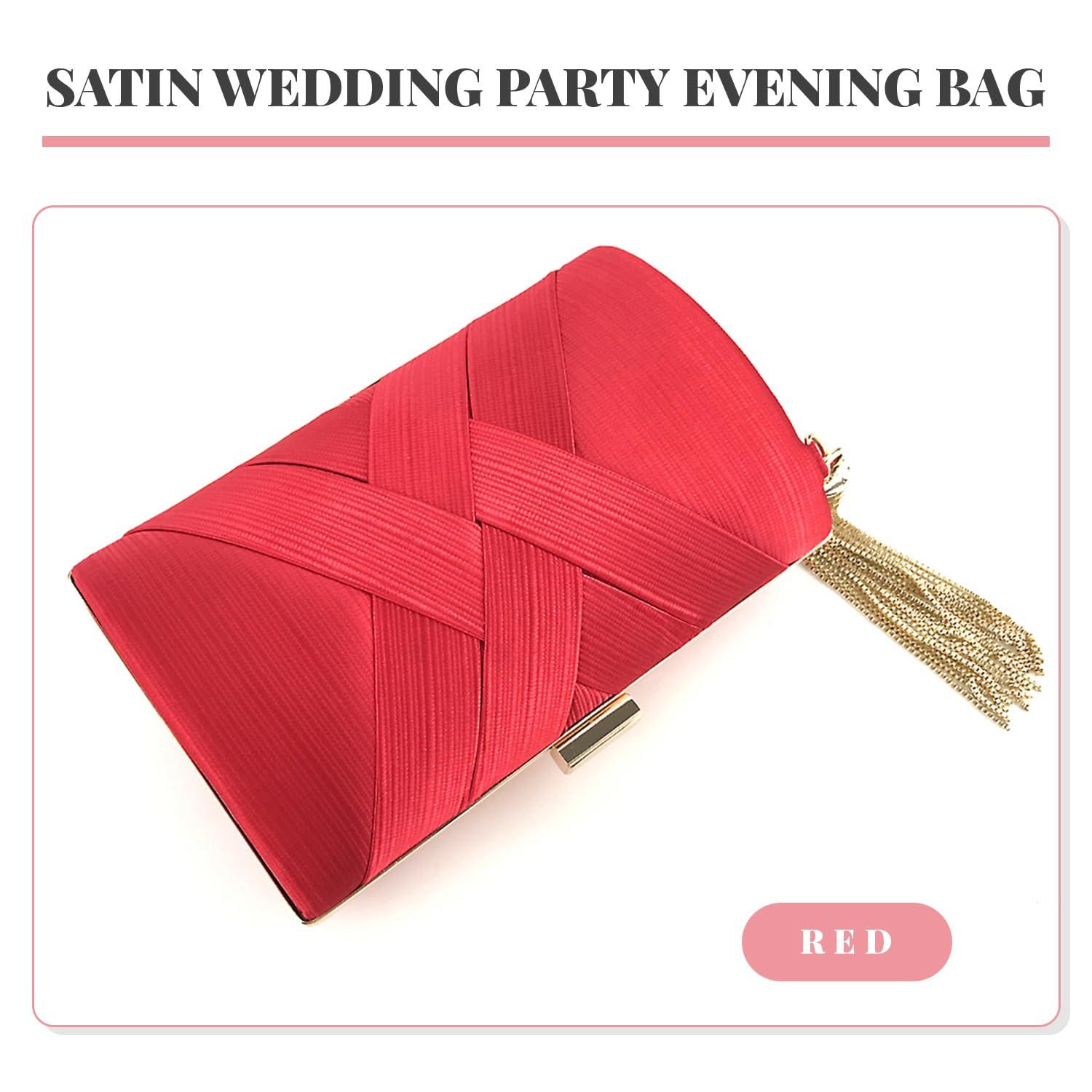 Only-bags.store Abend Clutches Tasche Satin Hochzeit Party Abend Tasche Quaste Anhänger Abend Clutches Tasche Satin Hochzeit Party Abend Tasche Quaste Anhänger