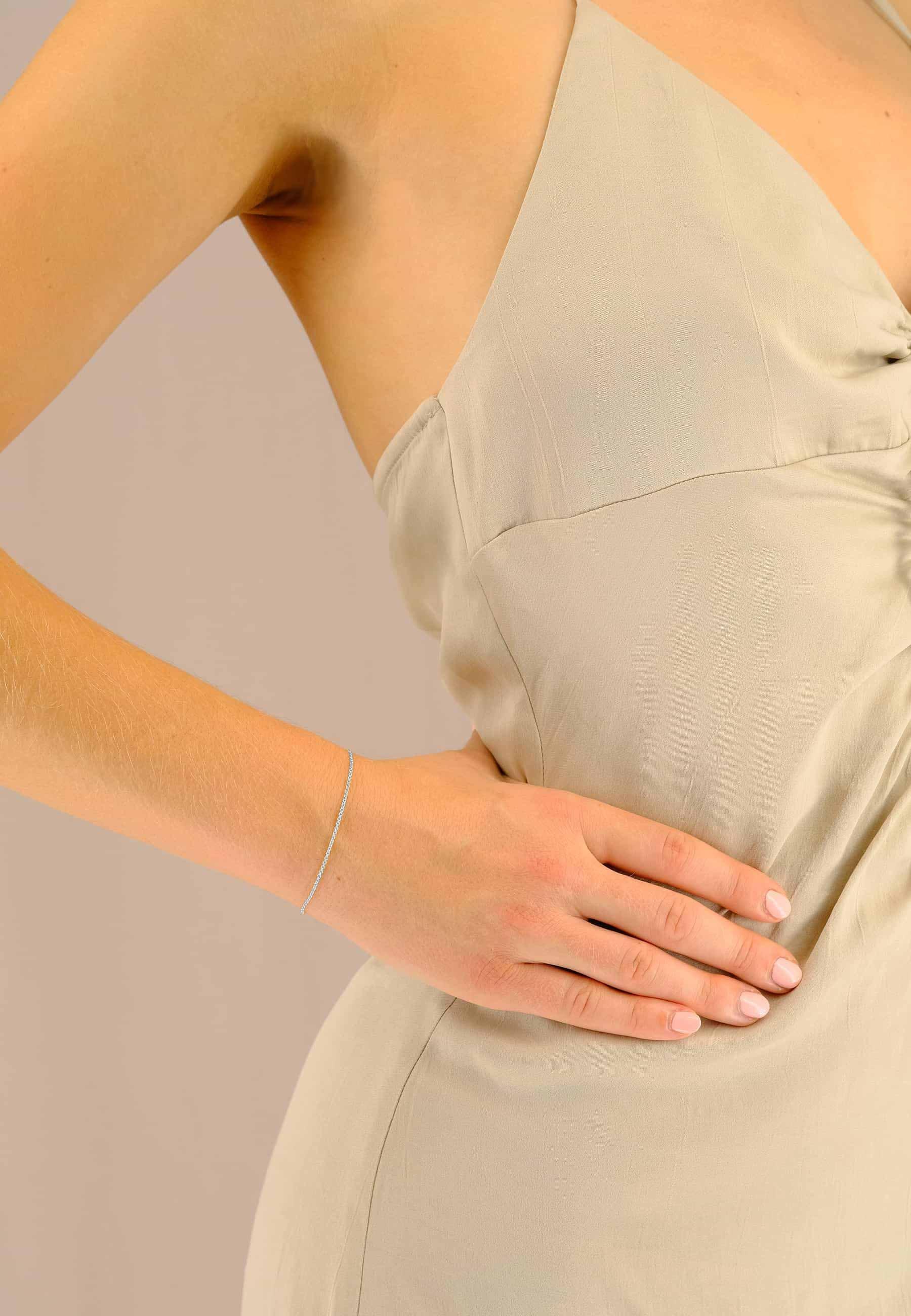 MUAU Schmuck Bracelet Rundanker Weissgold 750, 19cm, 1.3mm