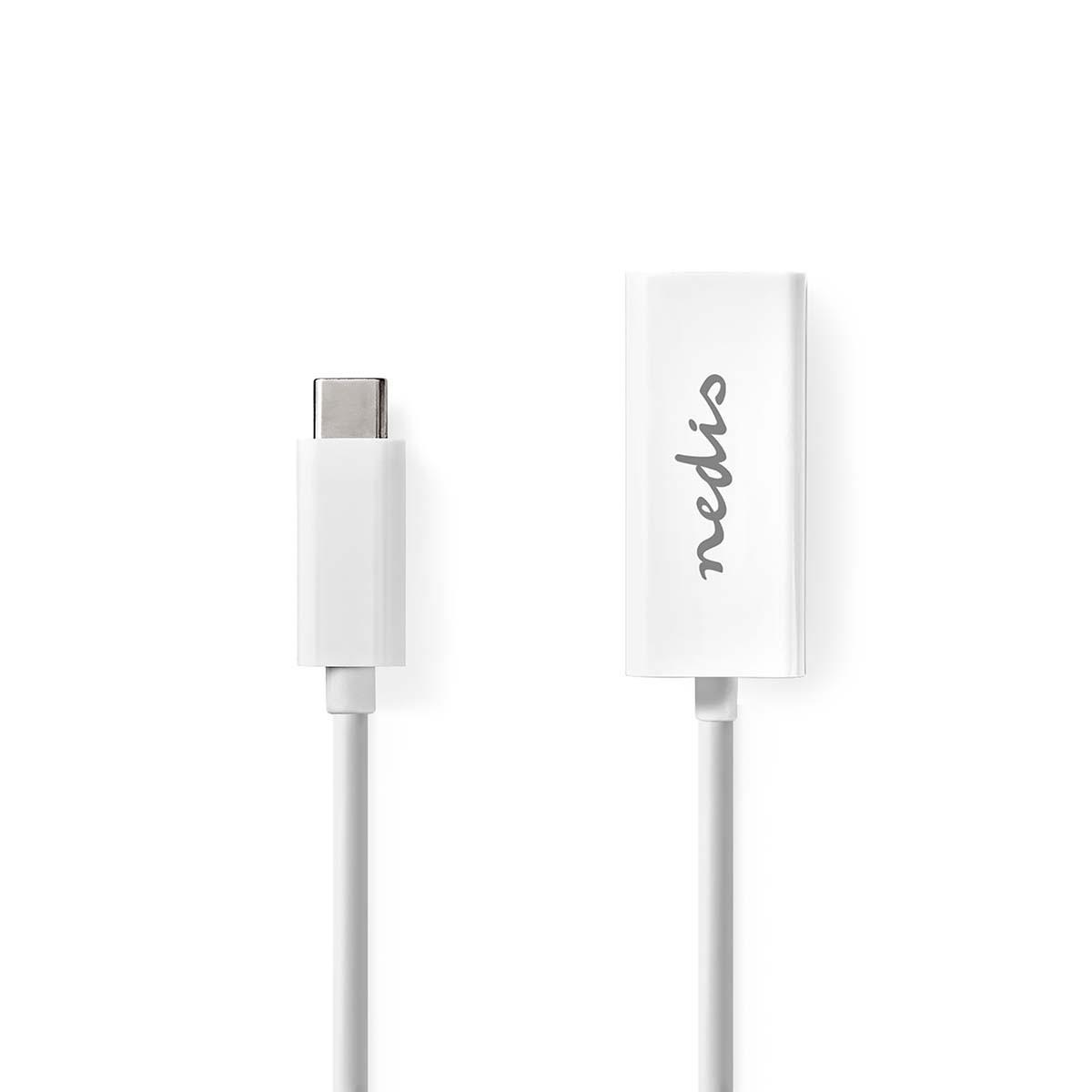 Nedis USB-Netzwerkkarte | USB 3.2 Gen 1 | 1000 Mbps | USB-C™ Stecker | RJ45 Buchse | 0,20 m | Rund | Vernickelt | Getöntes Kupfer | Weiß | Box