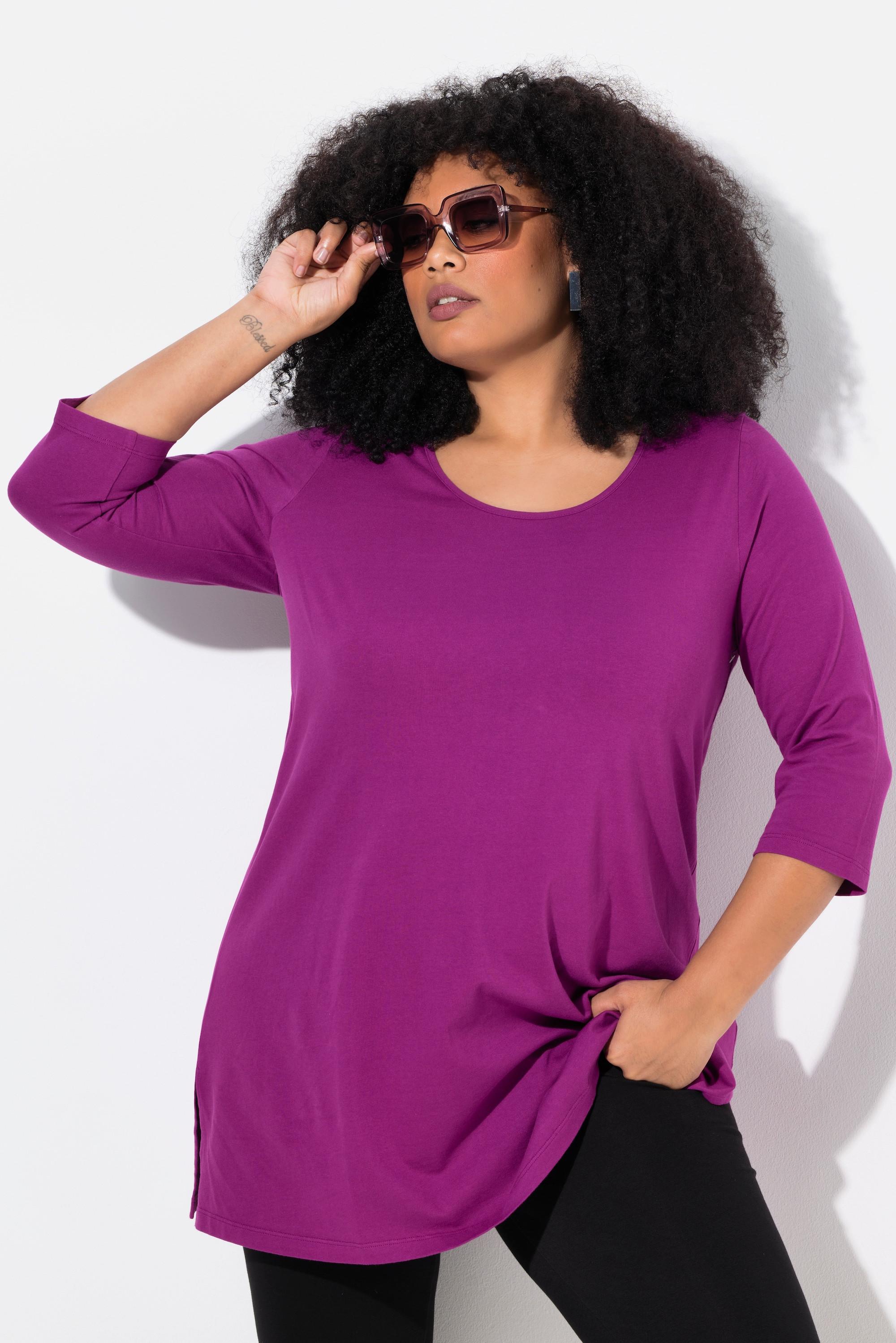 Ulla Popken Longshirt A-Linie Rundhalsausschnitt 3/4-Arm
