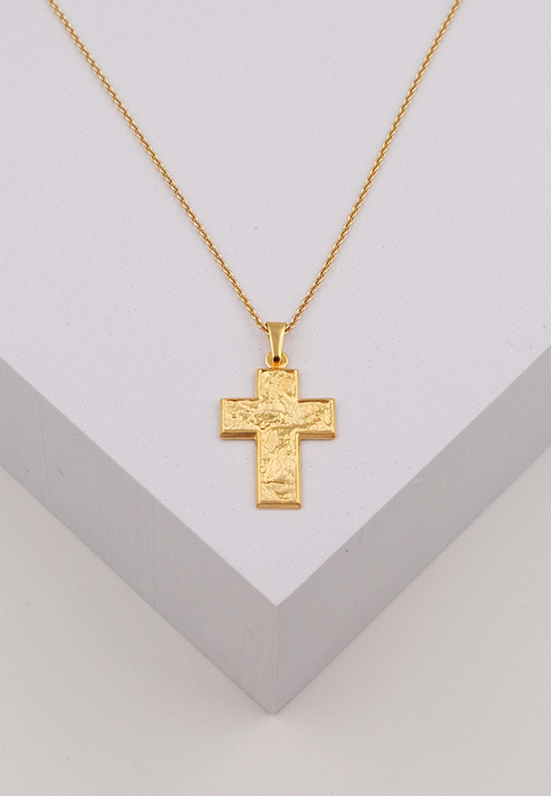 MUAU Schmuck Anhänger Kreuz Gelbgold 750, 28x15mm